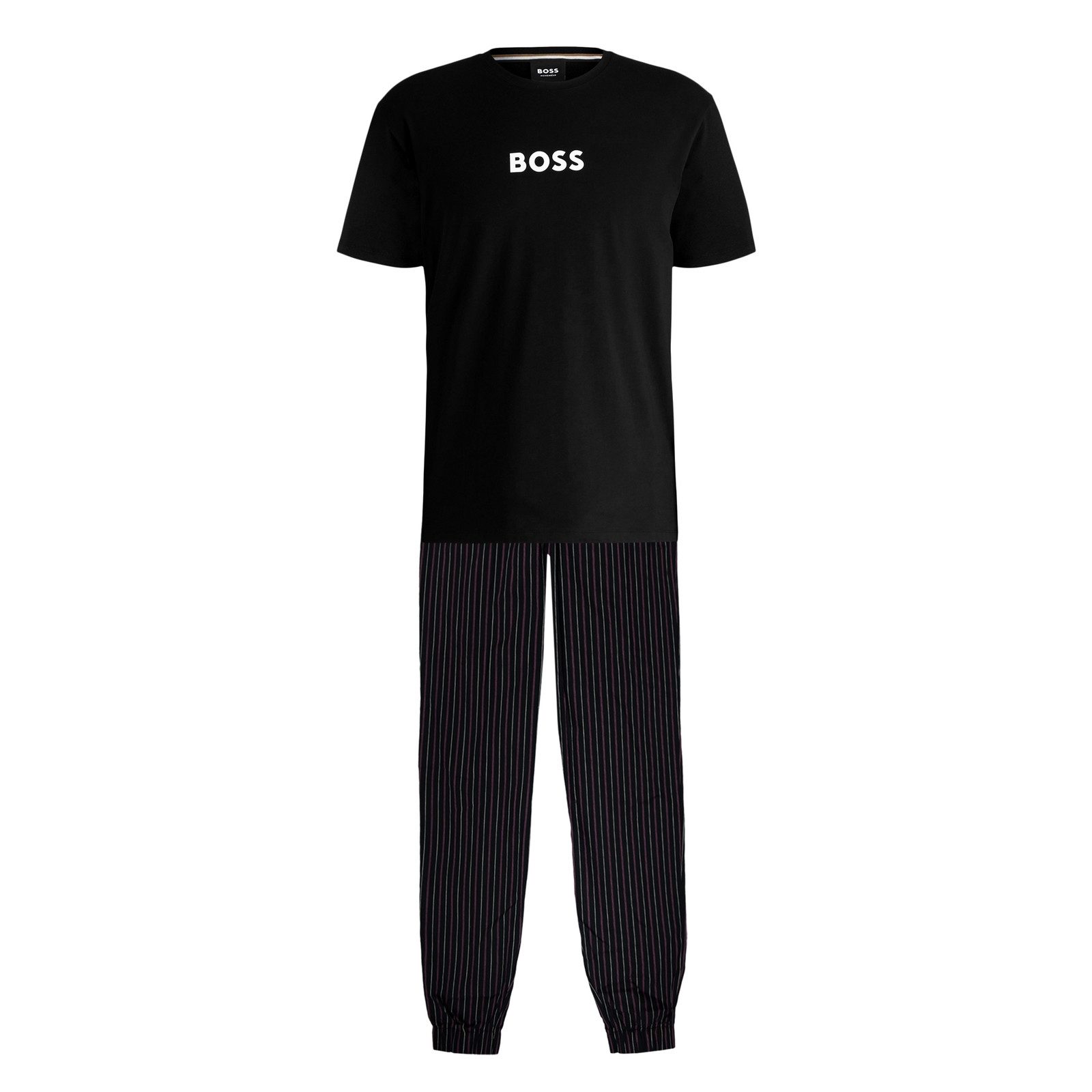 BOSS Pyjama Pyjama Easy Long Set T-Shirt (2 tlg) mit gestreifter Hose günstig online kaufen