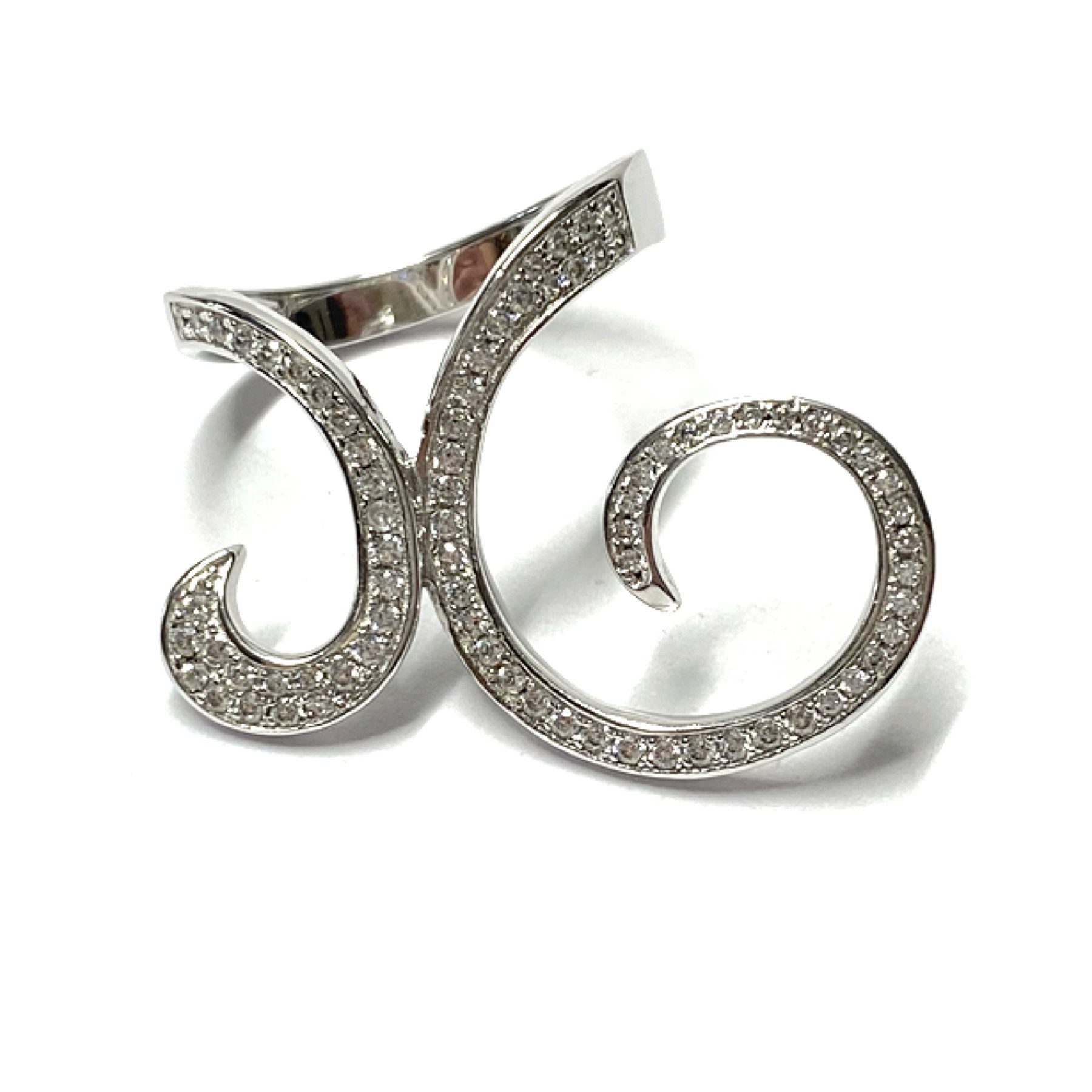 Edelschmiede925 Silberring Silberring 925 rhodiniert Zirkonia moderner Look ausgefallen #57