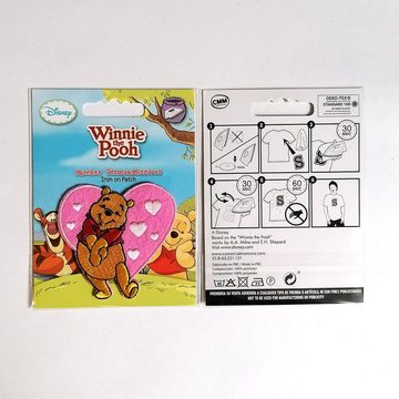 Disney Aufnäher Bügelbild, Aufbügler, Applikationen, Patches, Flicken, zum aufbügeln, Polyester, WINNIE PUUH HERZ - Größe: 6,2 x 6,1 cm