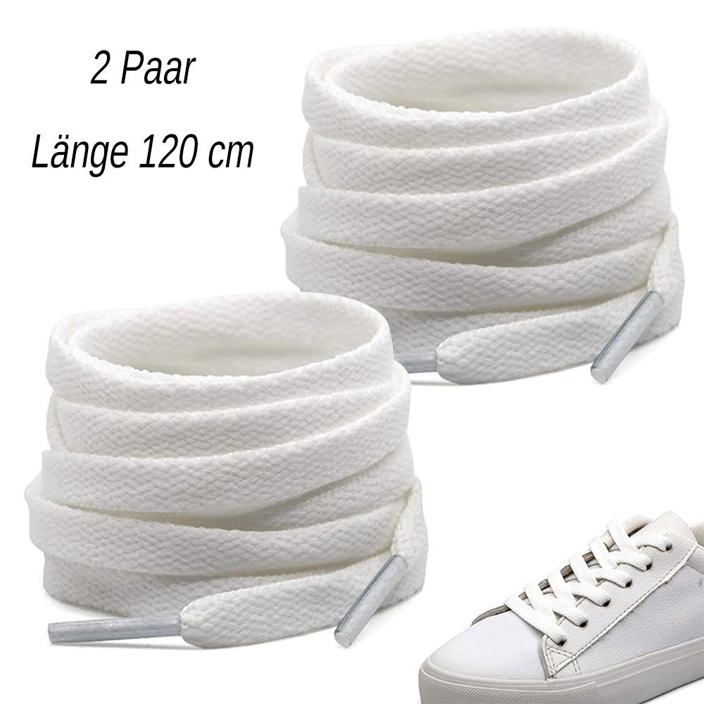 Lubgitsr Schnürsenkel 2 Paar Flache Schnürsenkel Ersatz-Schuhbänder für Sportschuhe Weiß