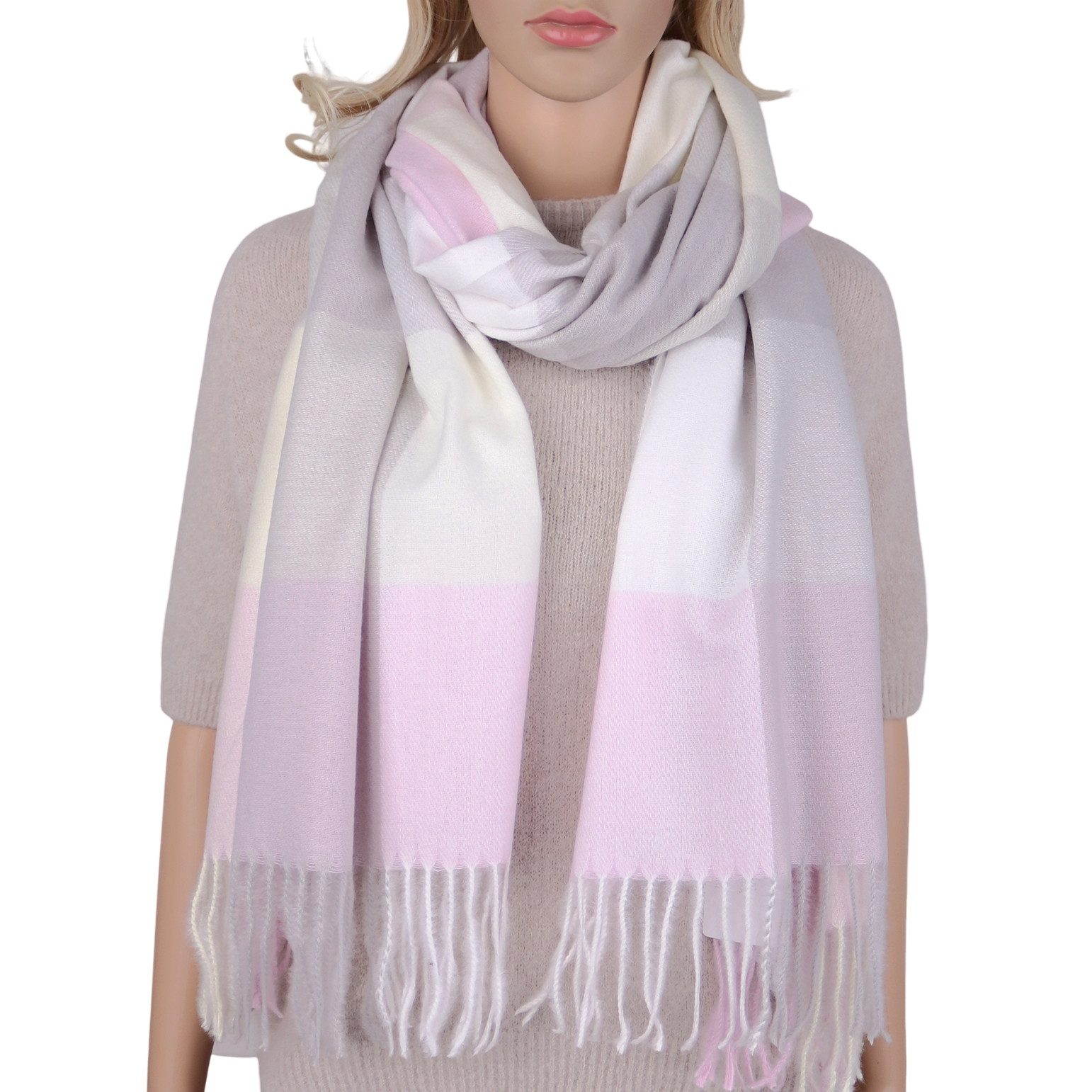 MIRROSI Modeschal weicher und warmer karierter Schal mit Fransen, 70x180cm, günstig online kaufen