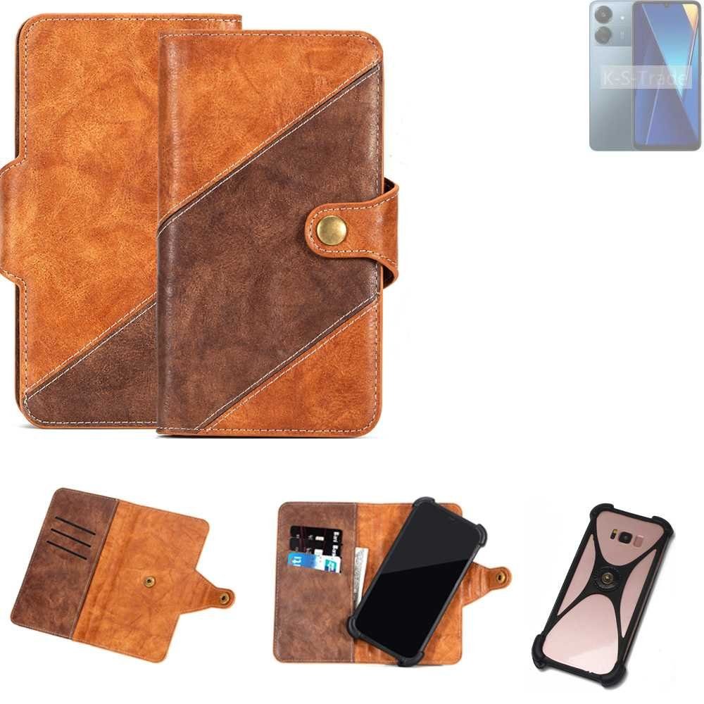 K-S-Trade Handyhülle für Xiaomi POCO C65, Handyhülle Schutzhülle Bookstyle Case Wallet-Case Cover
