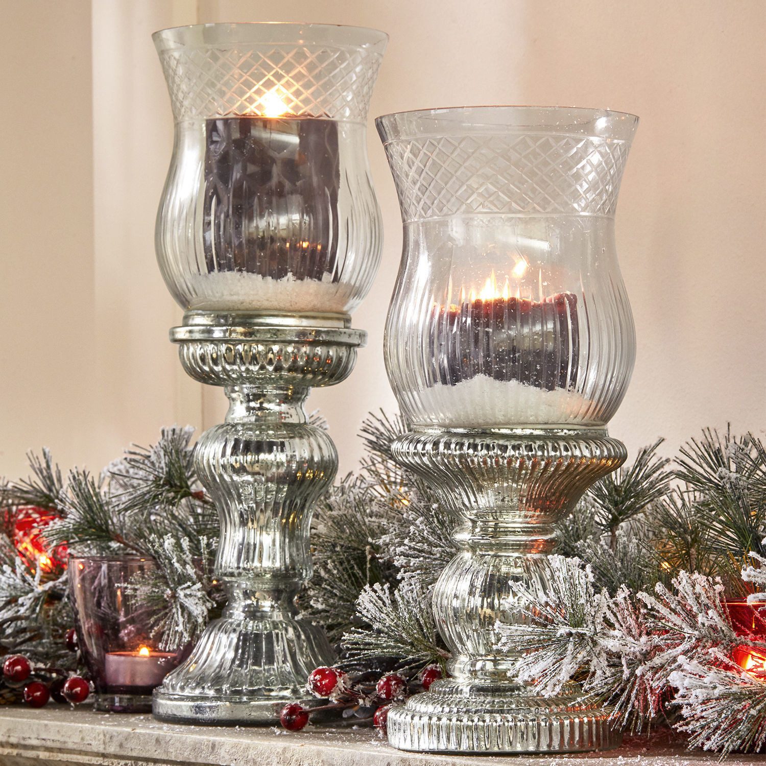 Mirabeau Windlicht Kerzenständer 2er Set Luisant silber/ klar (2er Set, 2er günstig online kaufen