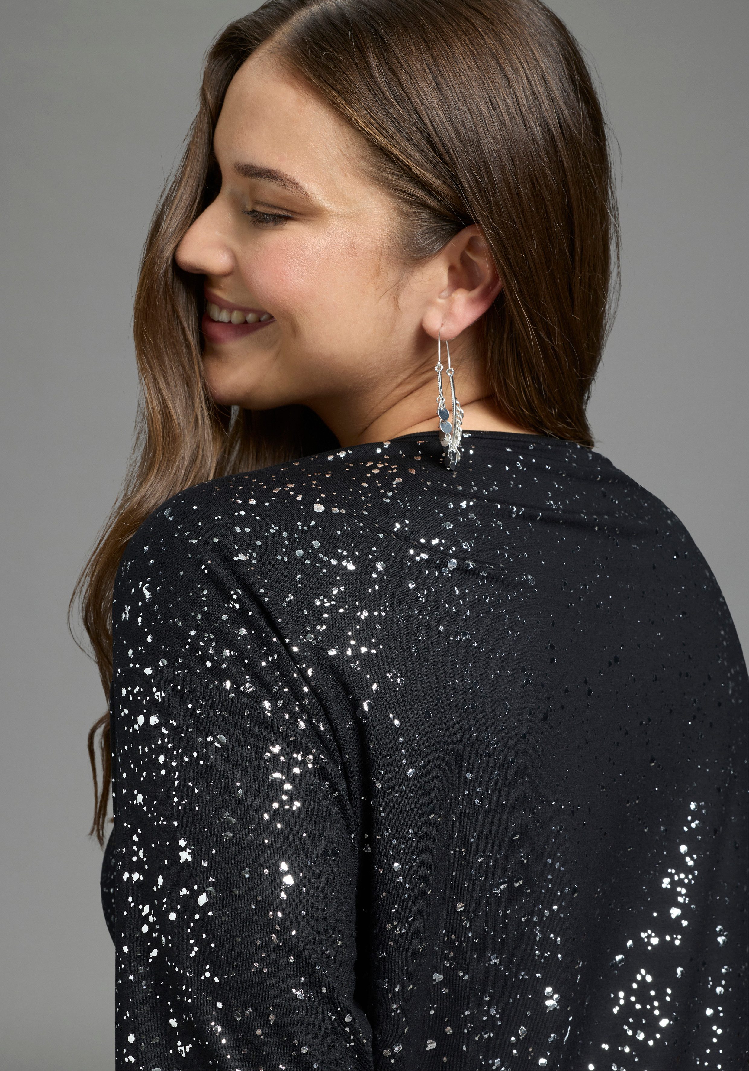 Laura Scott CURVE 3/4-Arm-Shirt Große Größen in figurumspielender Passform, hüftbedeckende Länge