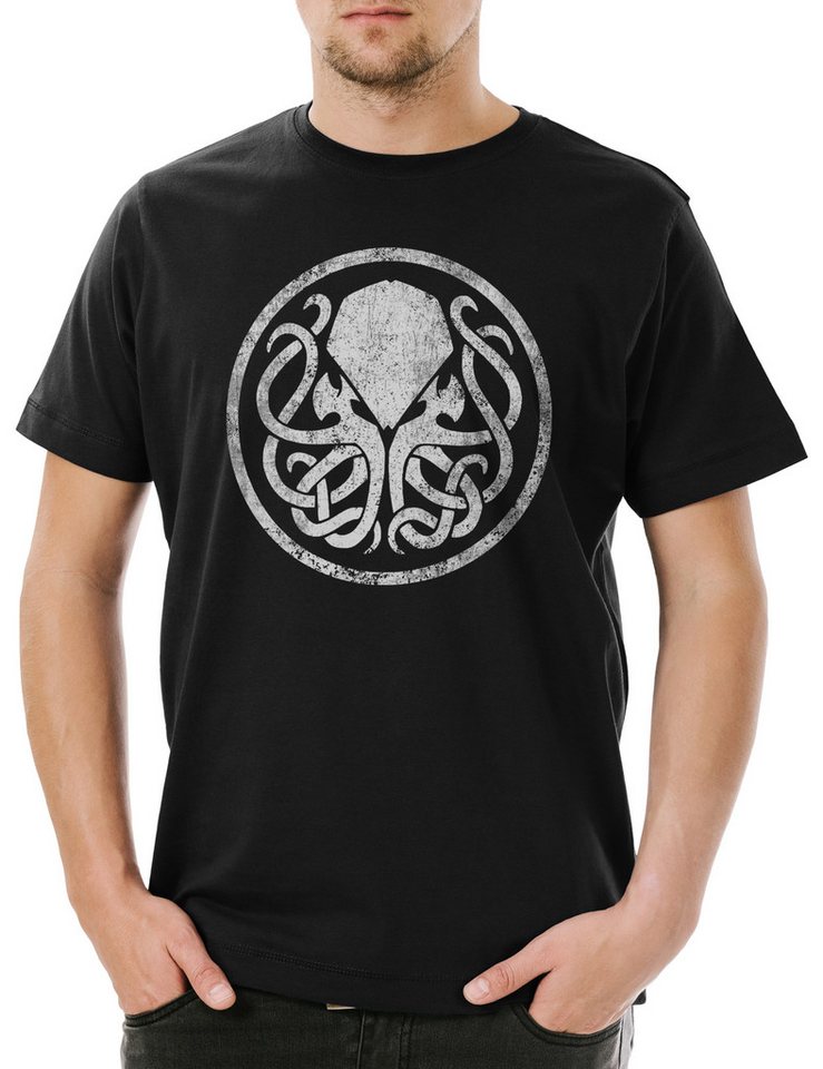 Urban Backwoods Print-Shirt Circle Logo Cthulhu Herren T-Shirt Lovecraft Arkham Horror Miskatonic (1-tlg) Dunwich Innsmouth Azathoth Monster