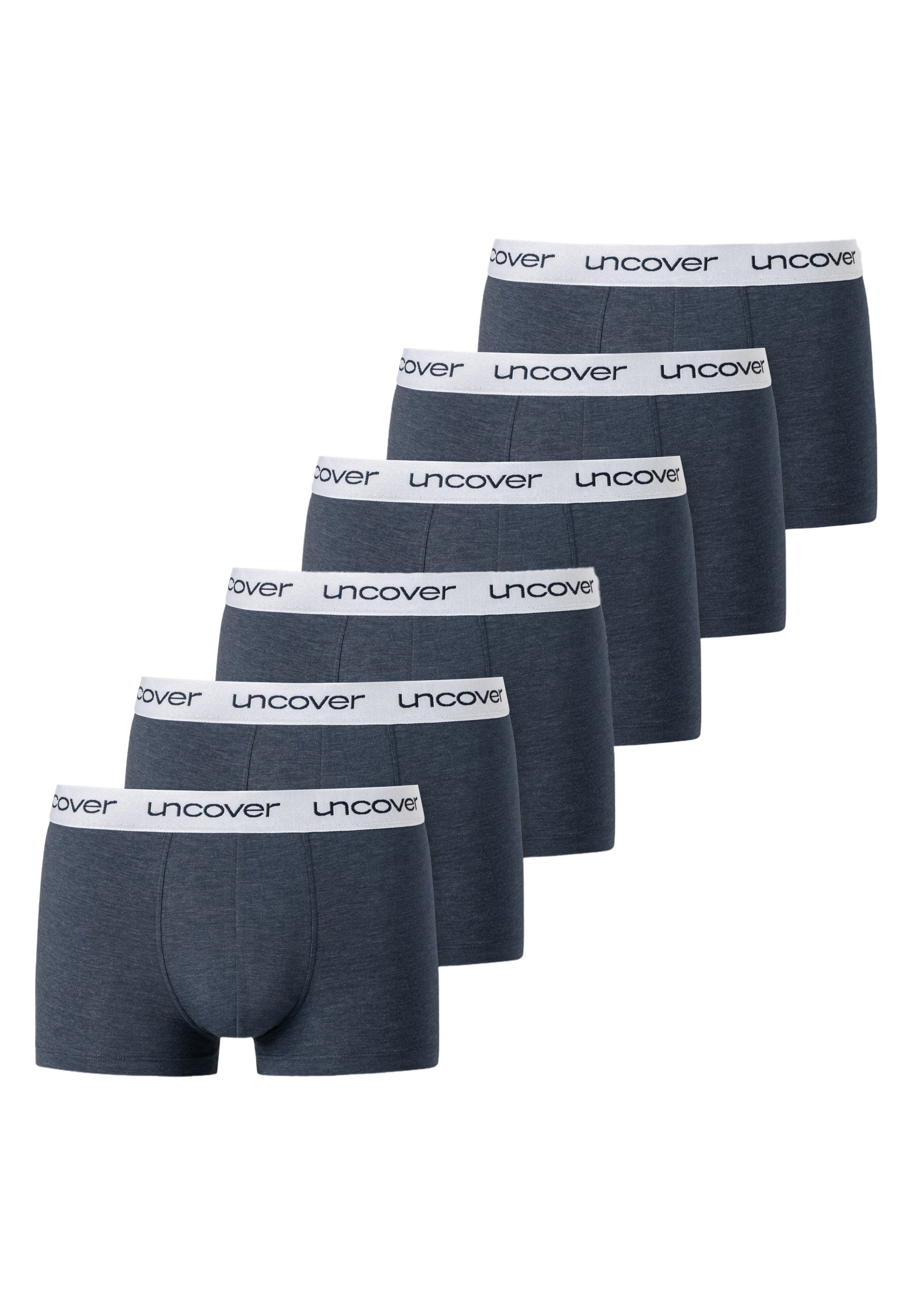 uncover by SCHIESSER Retro Boxer 6er Pack Basic (Spar-Set, 6-St) Retro Short / Pant - Baumwolle - Ohne Eingriff - Dunkelblau