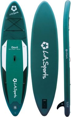 L.A. Sports Inflatable SUP-Board Devil, Funboard, (Set, 6 tlg., mit Paddel, Pumpe und Transportrucksack)