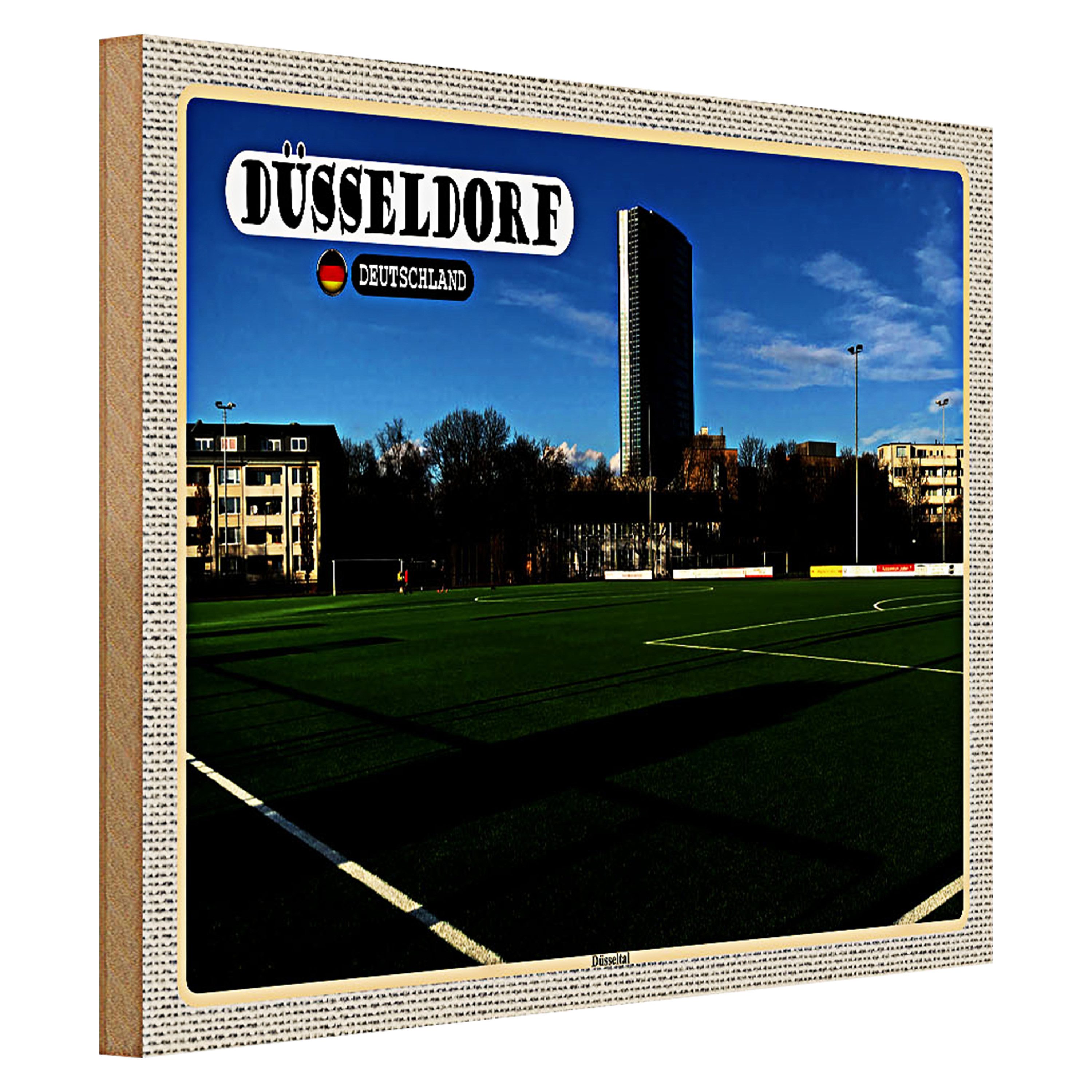 Roomando Holzbild Städte Düsseldorf Düsseltal Fußballplatz 40x30cm