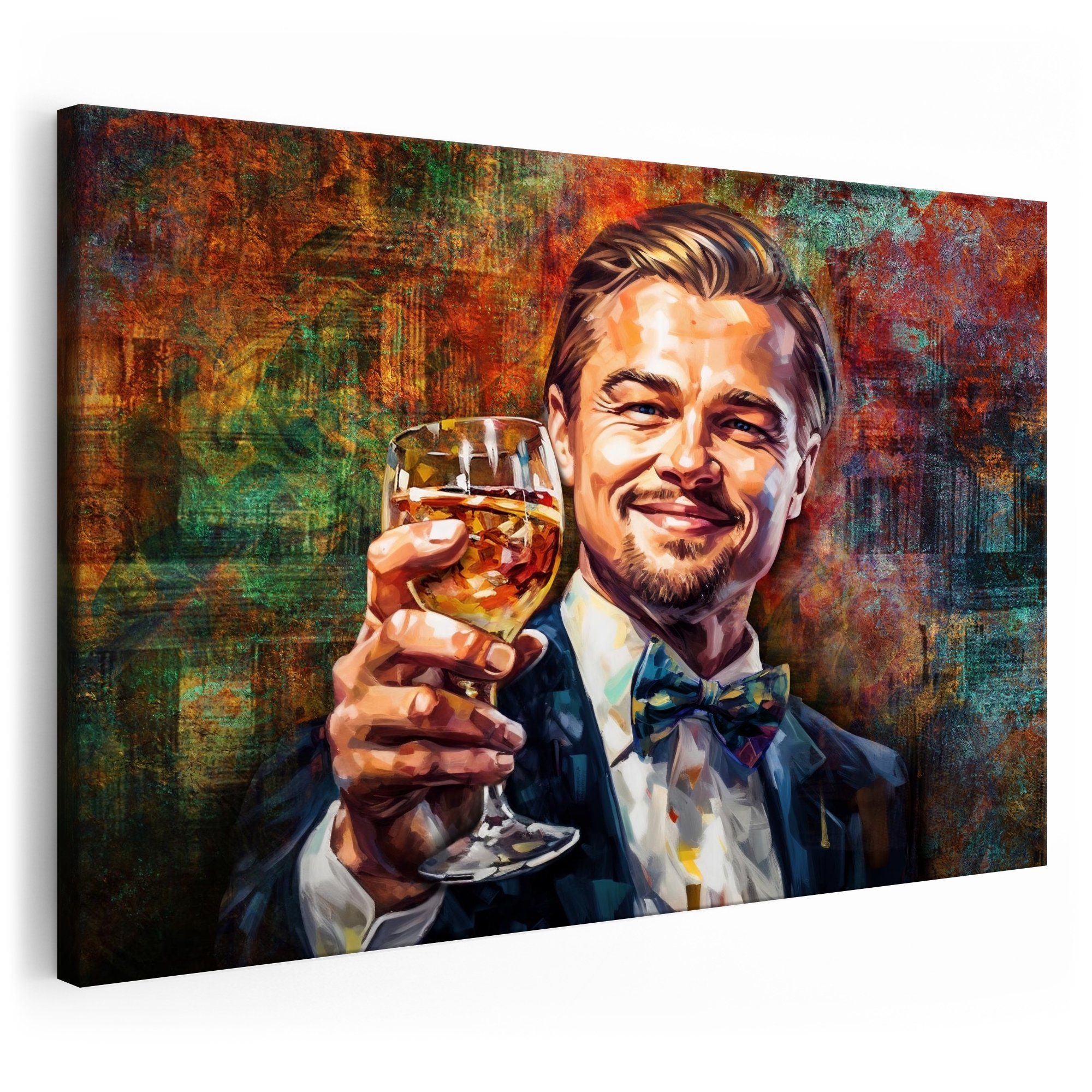 Artmazing Leinwandbild Cheers!, XXL Leinwand 120x80, Poster & Kunstdrucke, Celebrities, Leonardo Champagner