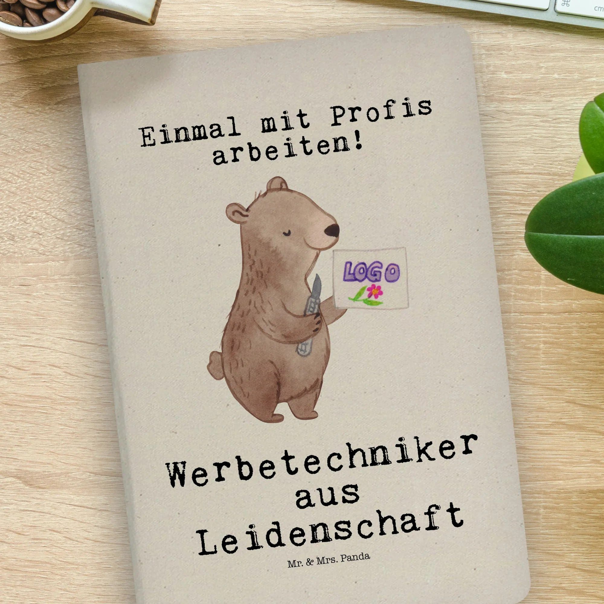 Thumbnail - Mr. & Mrs. Panda Notizbuch Werbetechniker Leidenschaft - Transparent - Geschenk, Danke, Mitarbei Mr. & Mrs. Panda, Bezau...