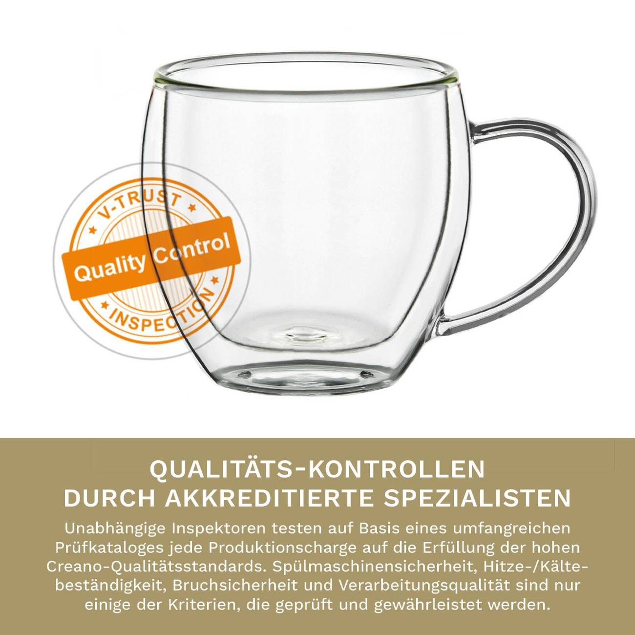Creano Teeglas Thermoglas Espressoglas hoch mit Henkel 2er Set, 100ml, 2-tlg., Borosilikatglas, 2 Gläser – Bild 4 von 5
