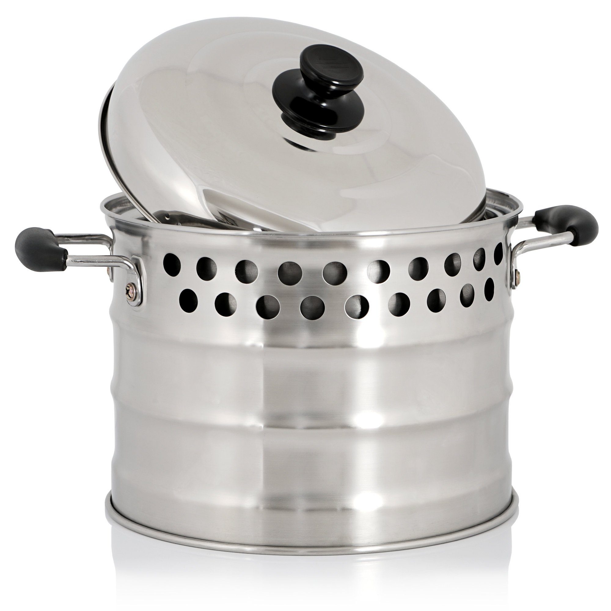 BBQ-Toro Feuertopf Edelstahl Kochtopf für Raketenofen, 7,0 Liter Topf mit Deckel, Edelstahl, Edelstahl Kochtopf für Raketenofen