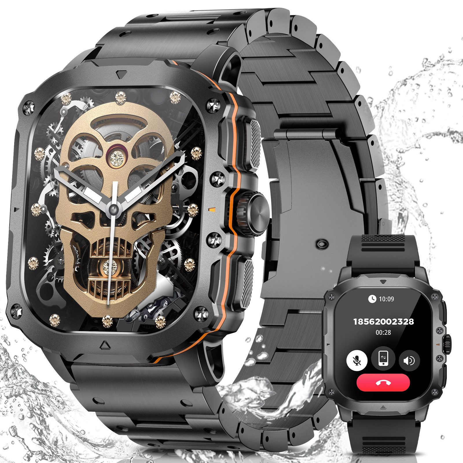 SWGOTA 2026 NEW Smartwatch Fitnesstracker Herren mit Telefonfunktion Smartwatch (4,95 cm/1,95 Zoll), 1,95'' Fitnesstracker Herren für Android iOS mit, Herzfrequenz/Blutdruck/SpO2/Schlaf Überwachung