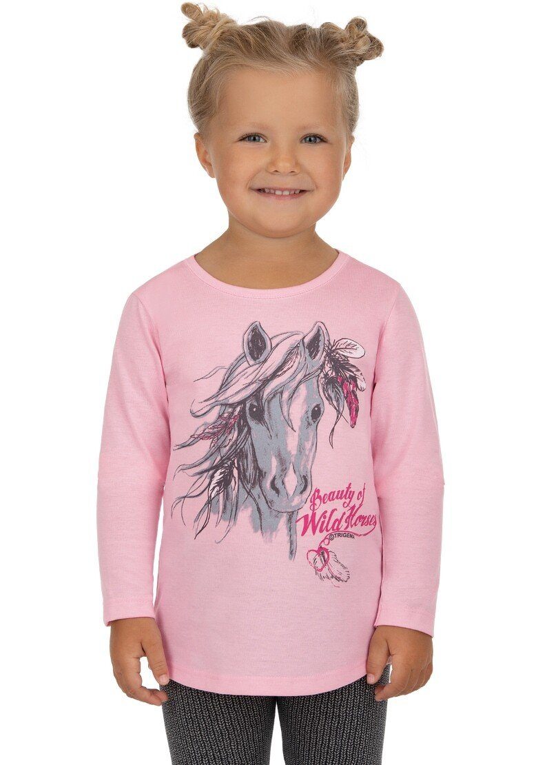 Trigema T-Shirt TRIGEMA T-Shirt mit niedlichem Pferde-Motiv rosé