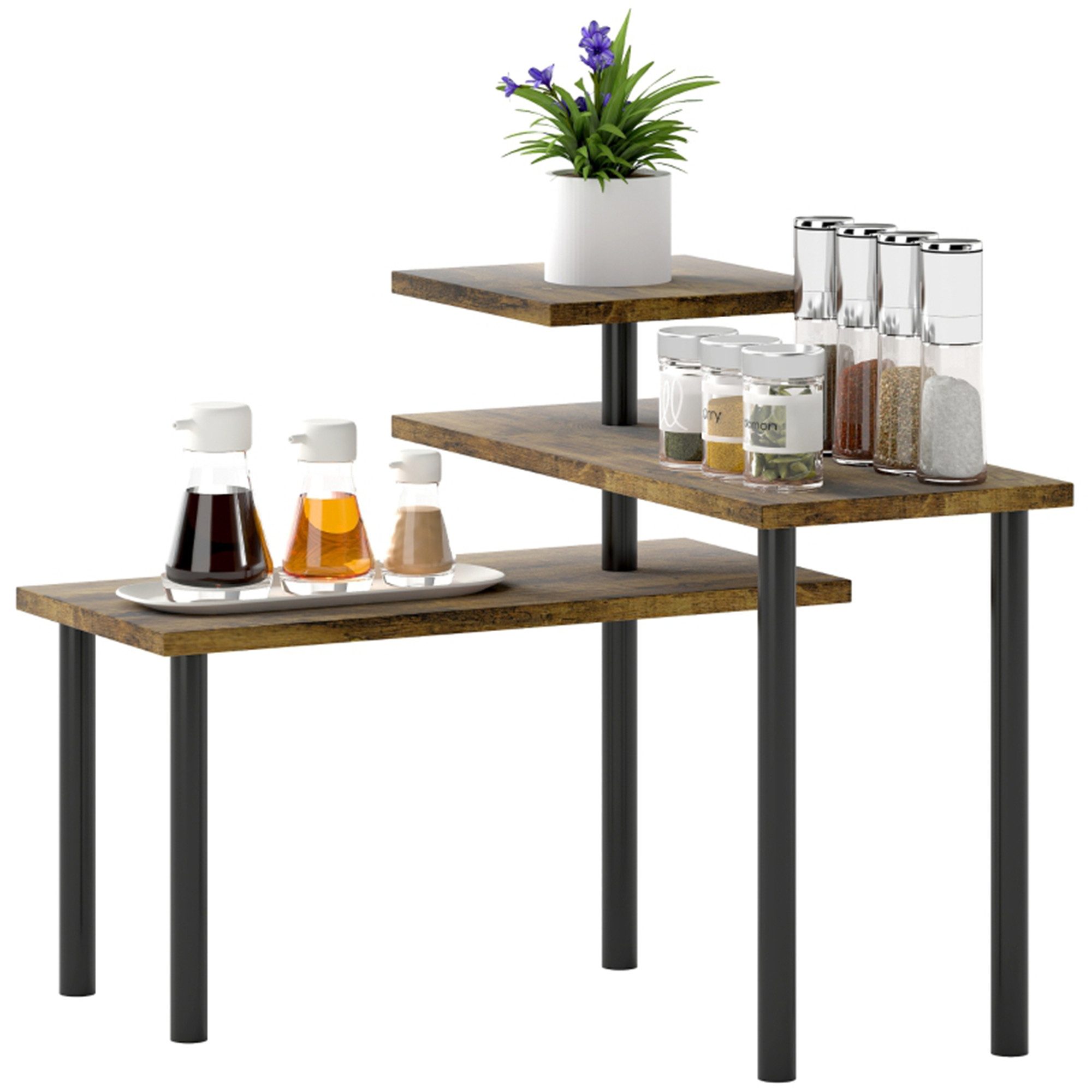 MC Star Küchenregal Drehbar Mikrowellenregal mit 3 Ebenen, Industrielles Standregal, Metall, 40 x 18 x 36,5 cm