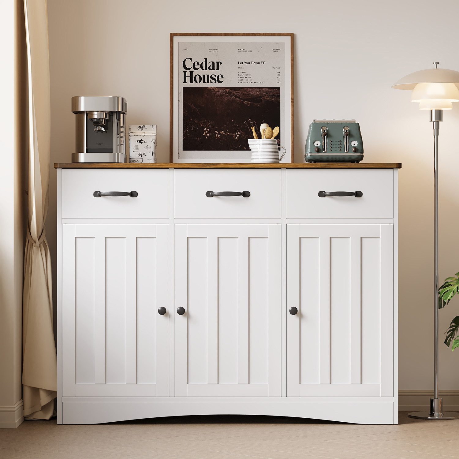 Bealife Sideboard Küchenschrank mit Arbeitsplatten,mit 2 Schubladen 2 Türen günstig online kaufen