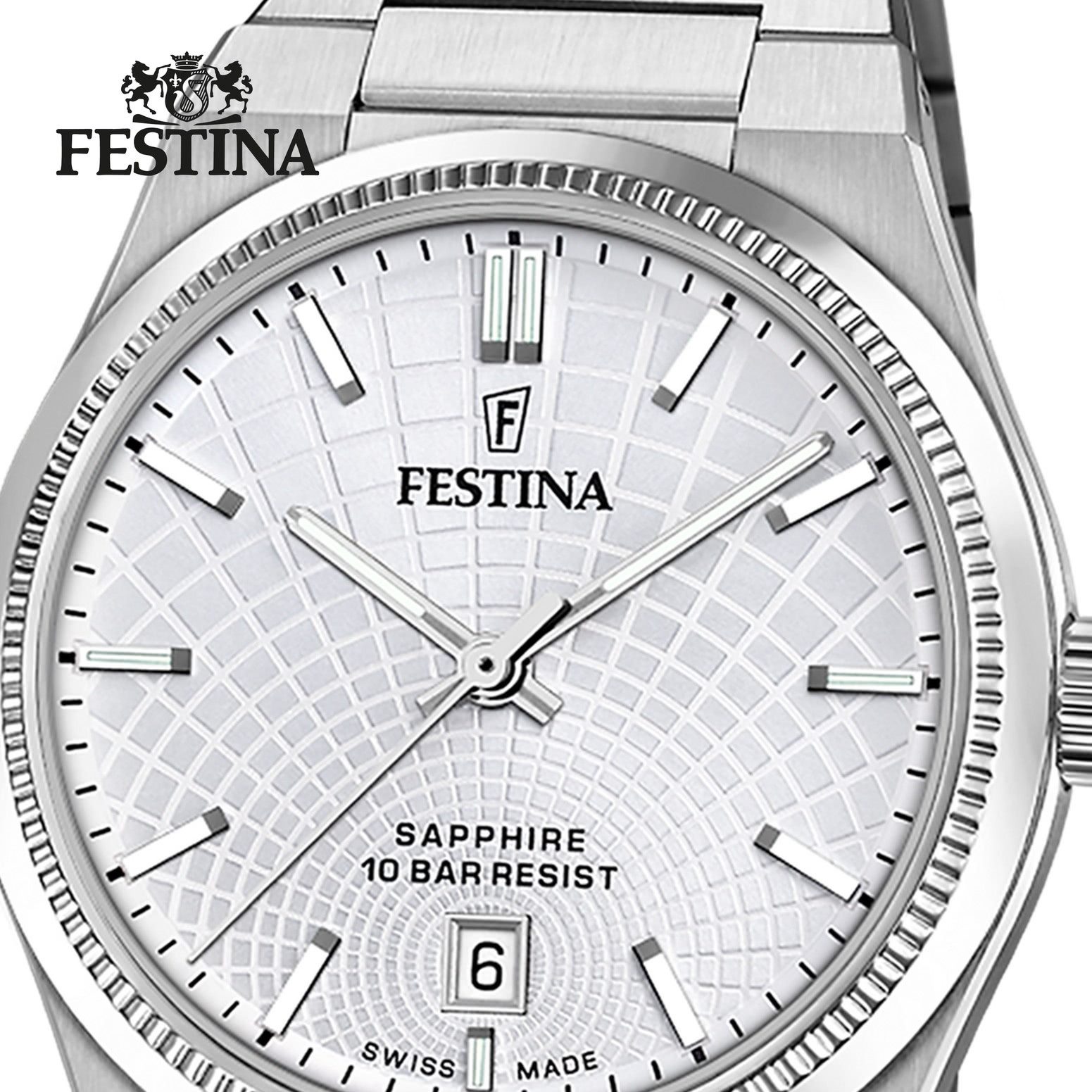 Festina Quarzuhr Festina Herrenuhr Swiss Made Armbanduhr, (Analoguhr), Herren Armbanduhr rund, Edelstahlarmband silber, Elegant