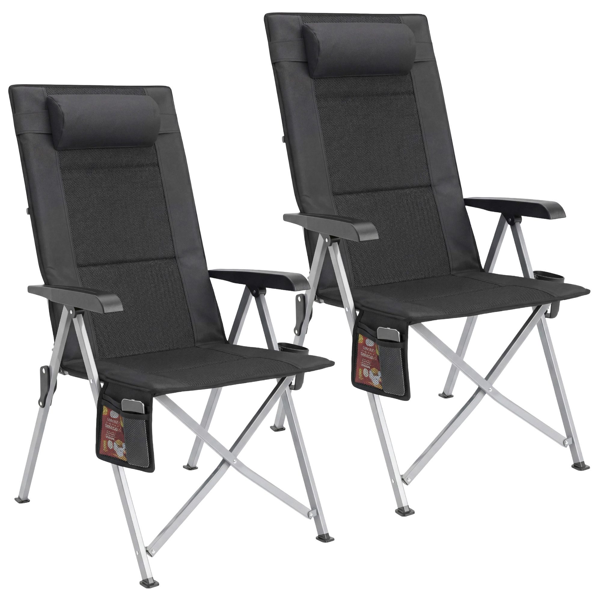 HOMECALL Campingstuhl Faltbar Hochlehner Luxus Klappstuhl mit 4,5cm Dicke Gepolstert (2 St), für Garten Balkon Wohnmobil