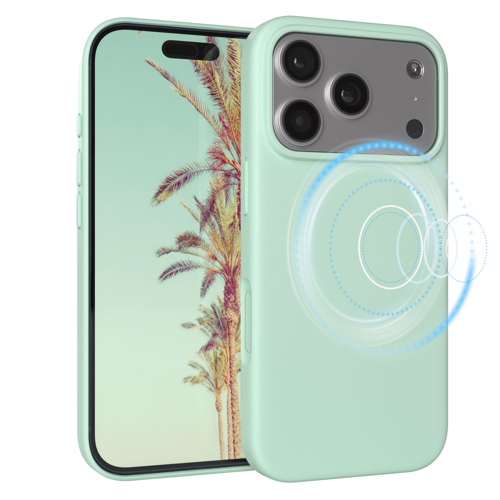 EAZY CASE Handyhülle für Apple iPhone 17 Pro Hülle Silikon 6,3 Zoll, Silikon Schutzhülle mit Kameraschutz TPU Hülle Slimcover Mint Grün