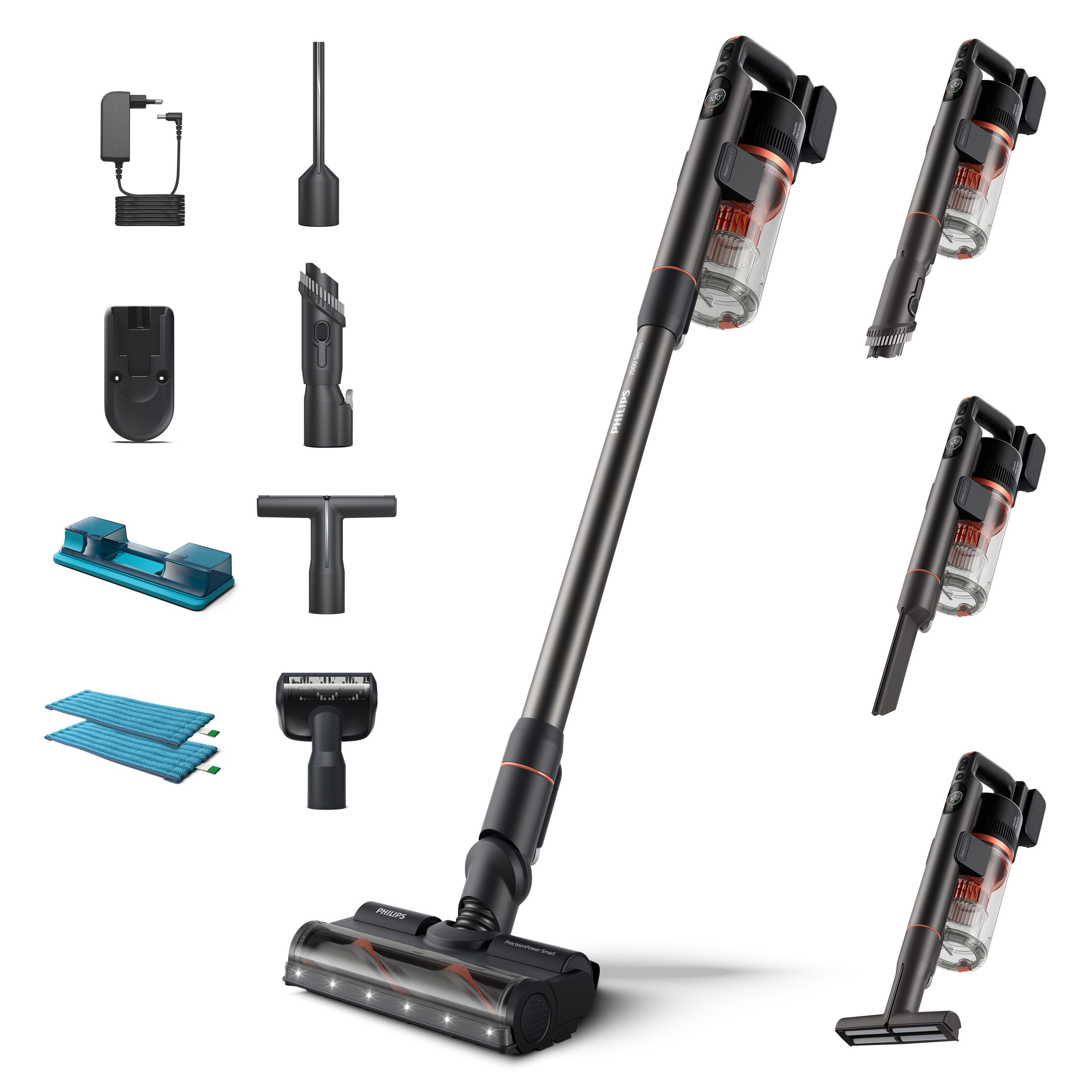 Philips Nass-Trocken-Akkusauger XC7055/01 Aqua 7000 Series „Multitalent“, 0,0 W, beutellos, mit bis zu 80 Minuten Laufzeit und aufsteckbarem Aqua-Modul