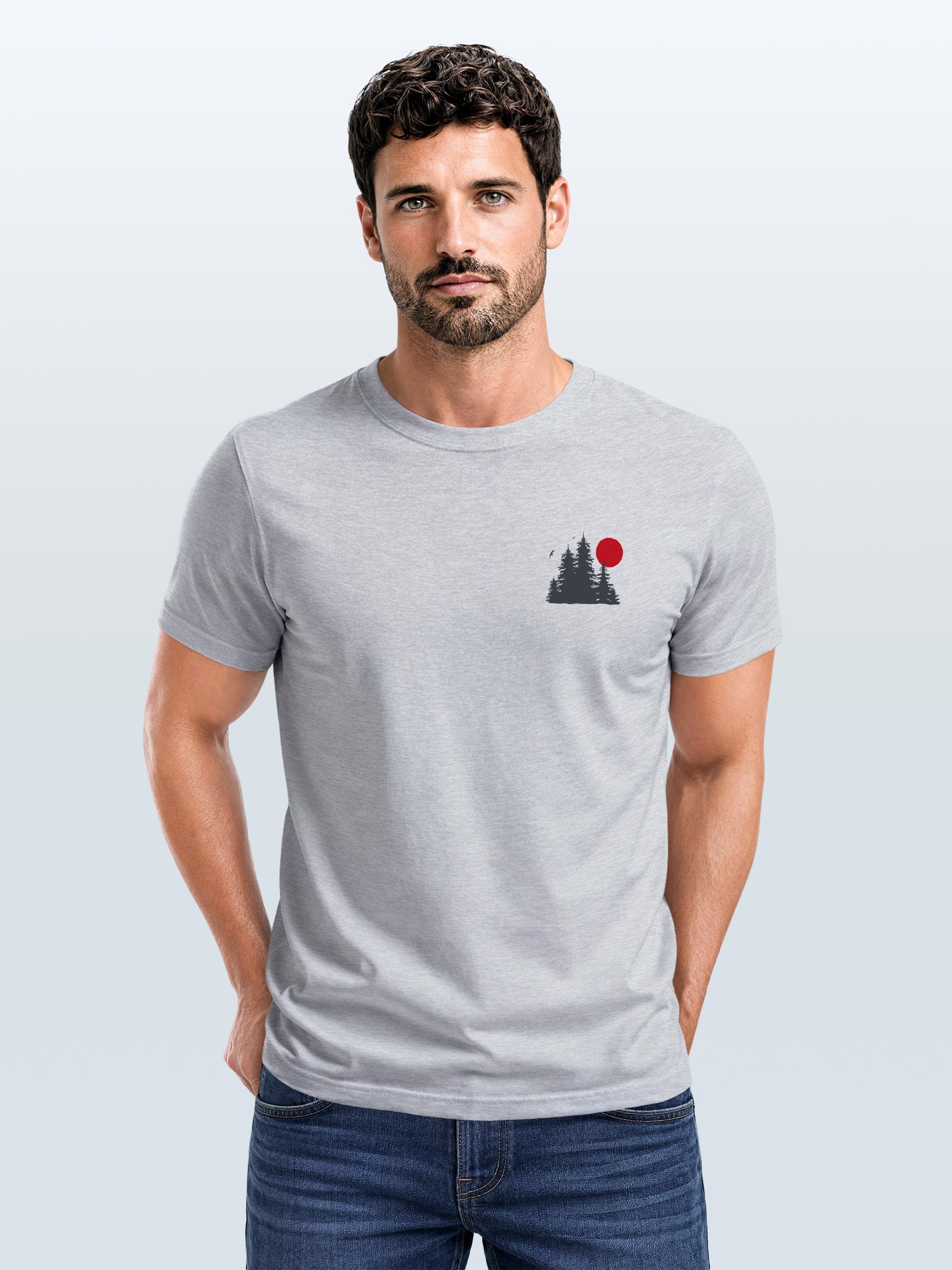 Neverless Print-Shirt Herren T-Shirt Logo Print Wald Silhouette Natur Aufdruck Outdoor mit Print
