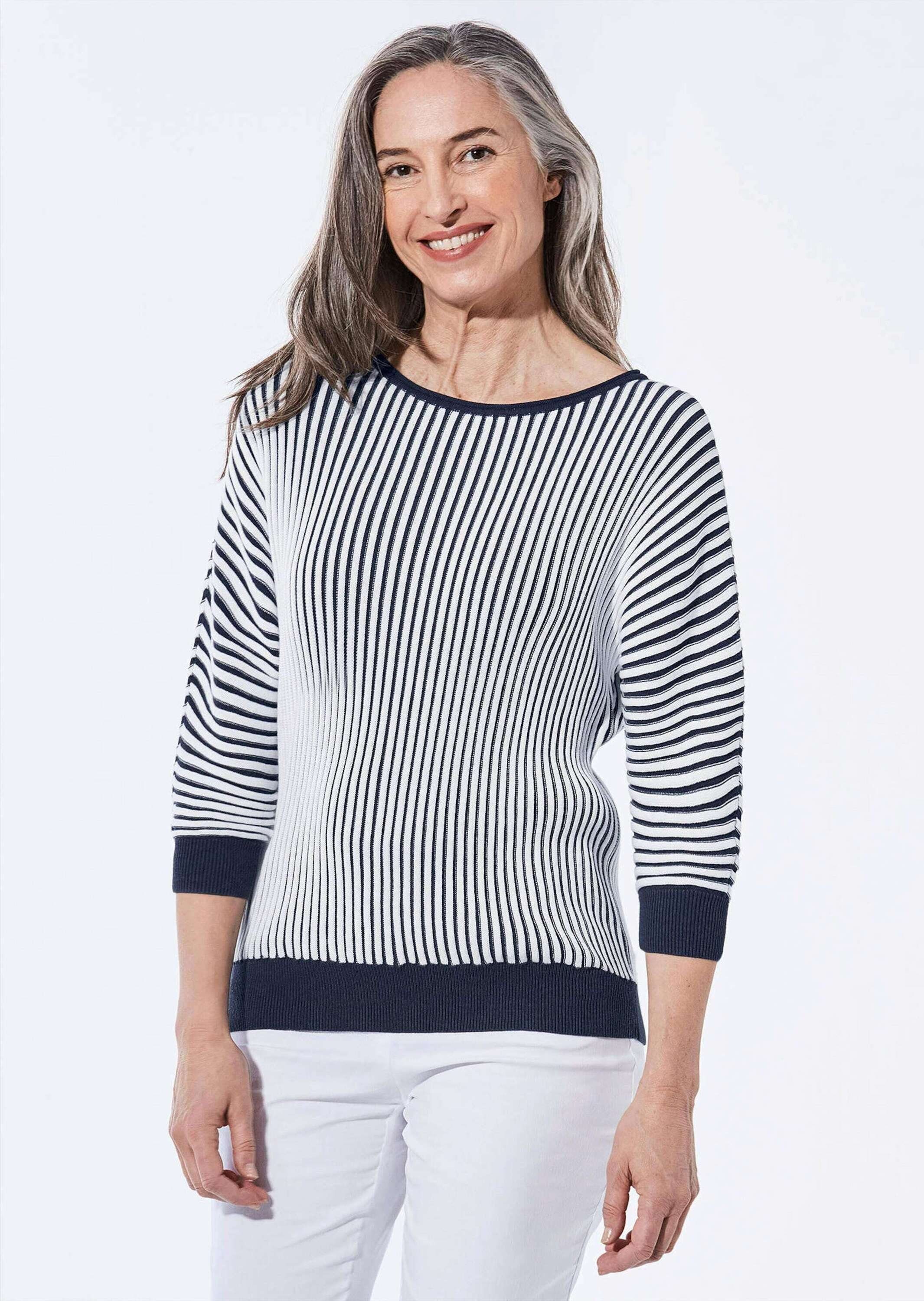 GOLDNER Strickpullover Baumwollmix mit Fledermausärmeln und günstig online kaufen