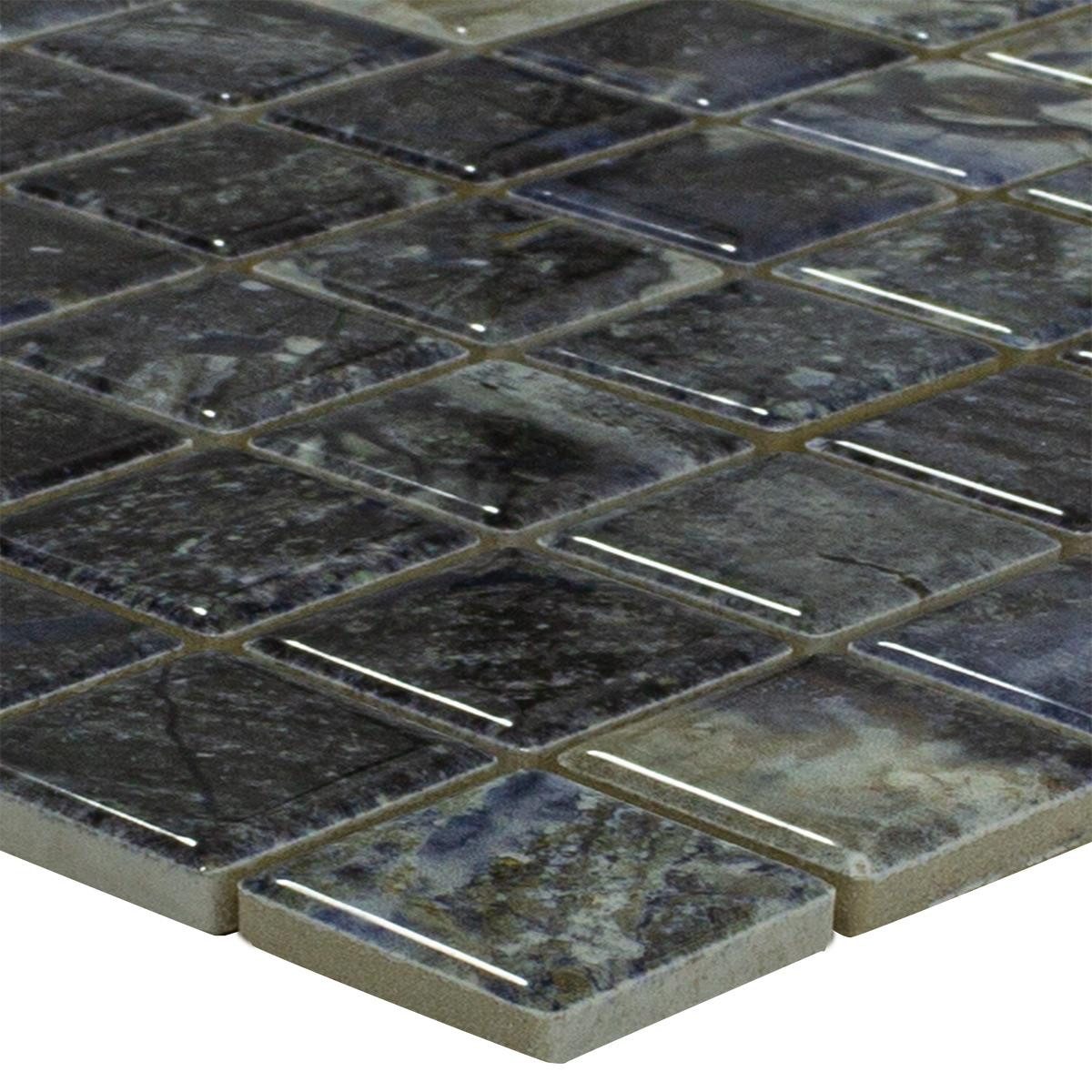Mosafil Mosaikfliesen Keramikmosaik Fliesen Elysium Marmoroptik 23, Keramik 29.700x29.700, dunkelblau, Rutschfest
