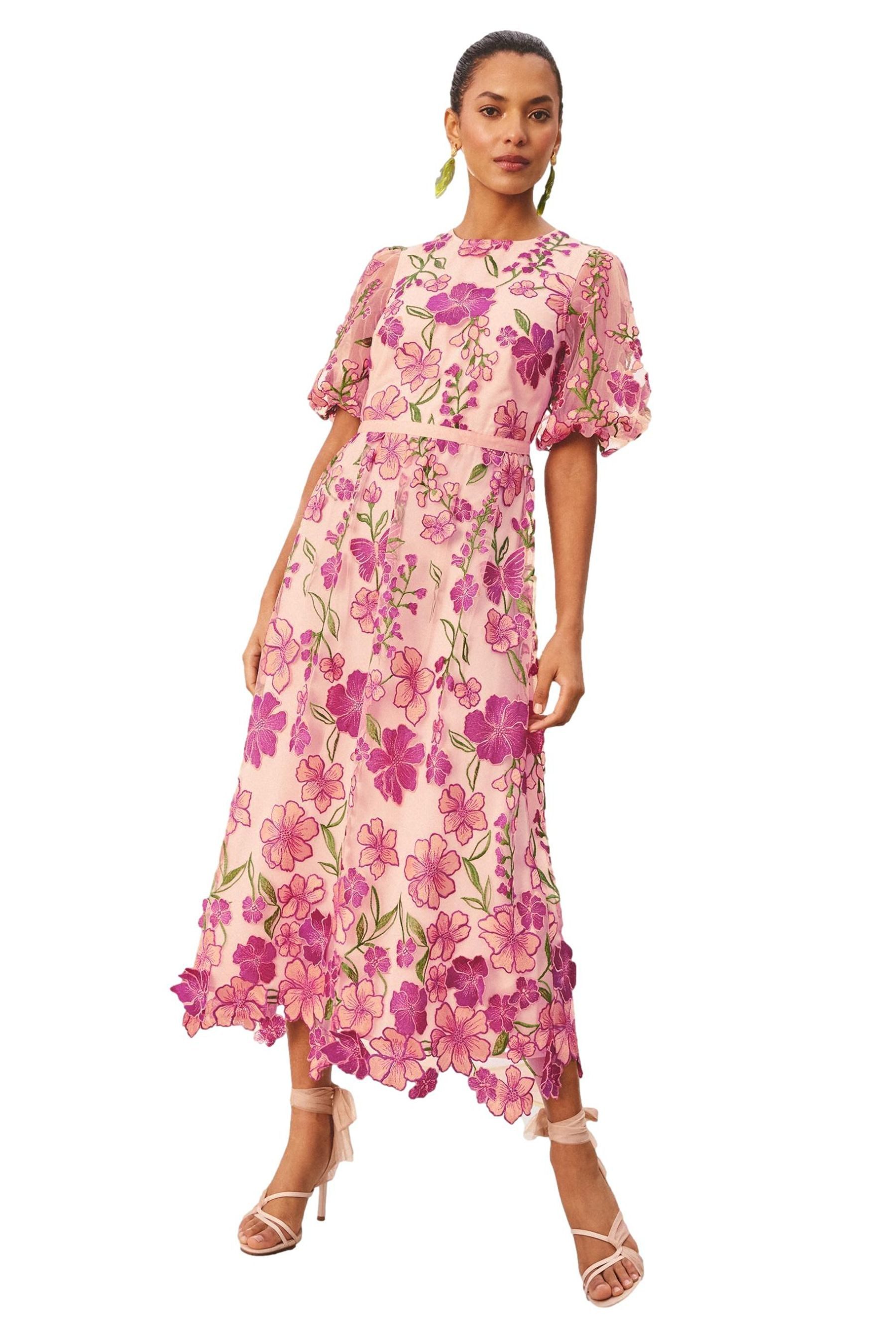 Love & Roses Midikleid Love & Roses Midikleid mit Puffärmeln, Regular (1-tlg)