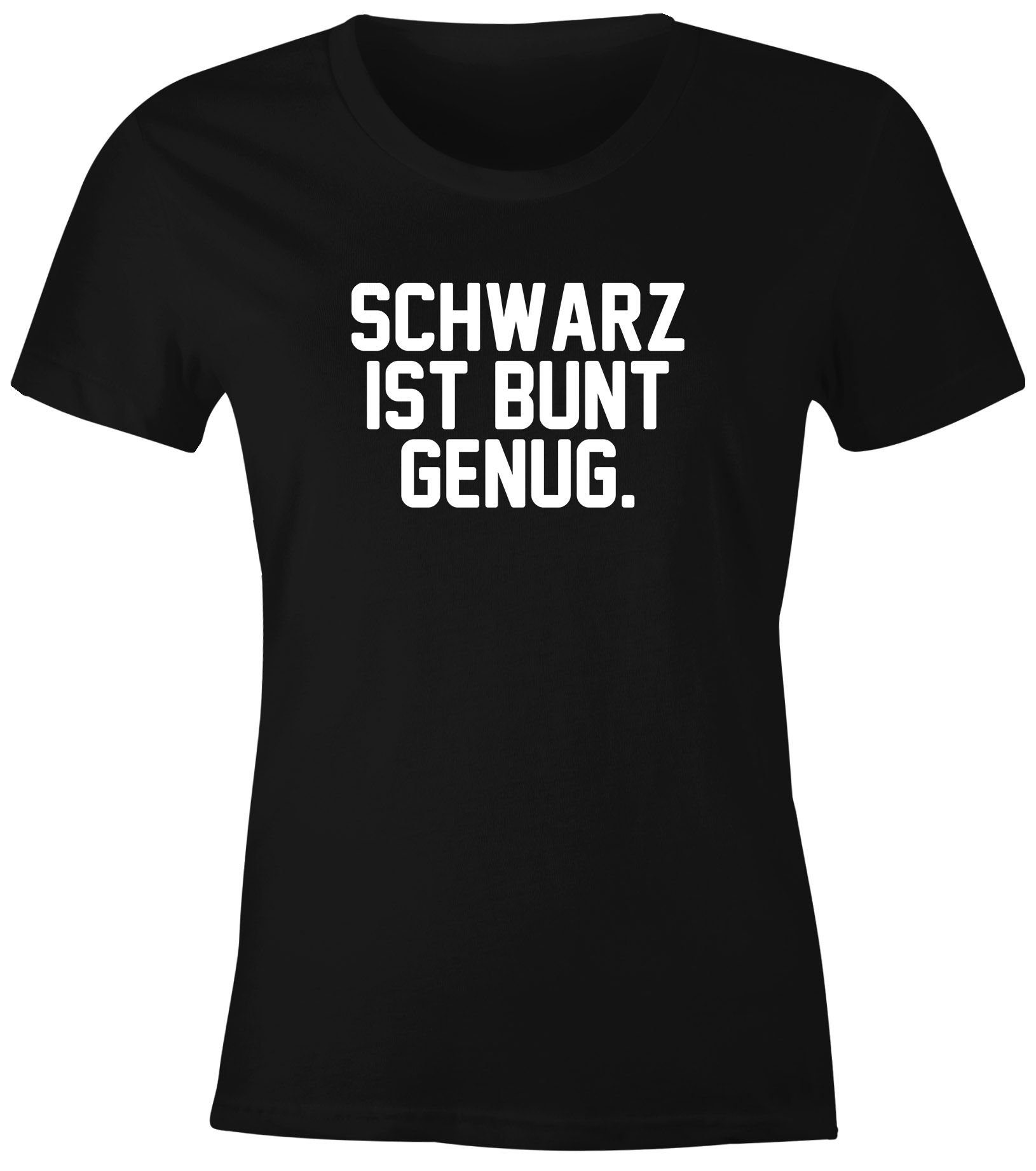 MoonWorks Print-Shirt Damen T-Shirt Schwarz ist bunt genug lustiges Spruch günstig online kaufen