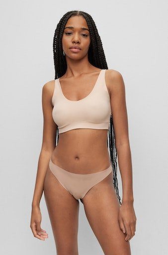 HUGO String TRIPLET THONG C.CUT Light_Beige (Packung) mit Markenlabel