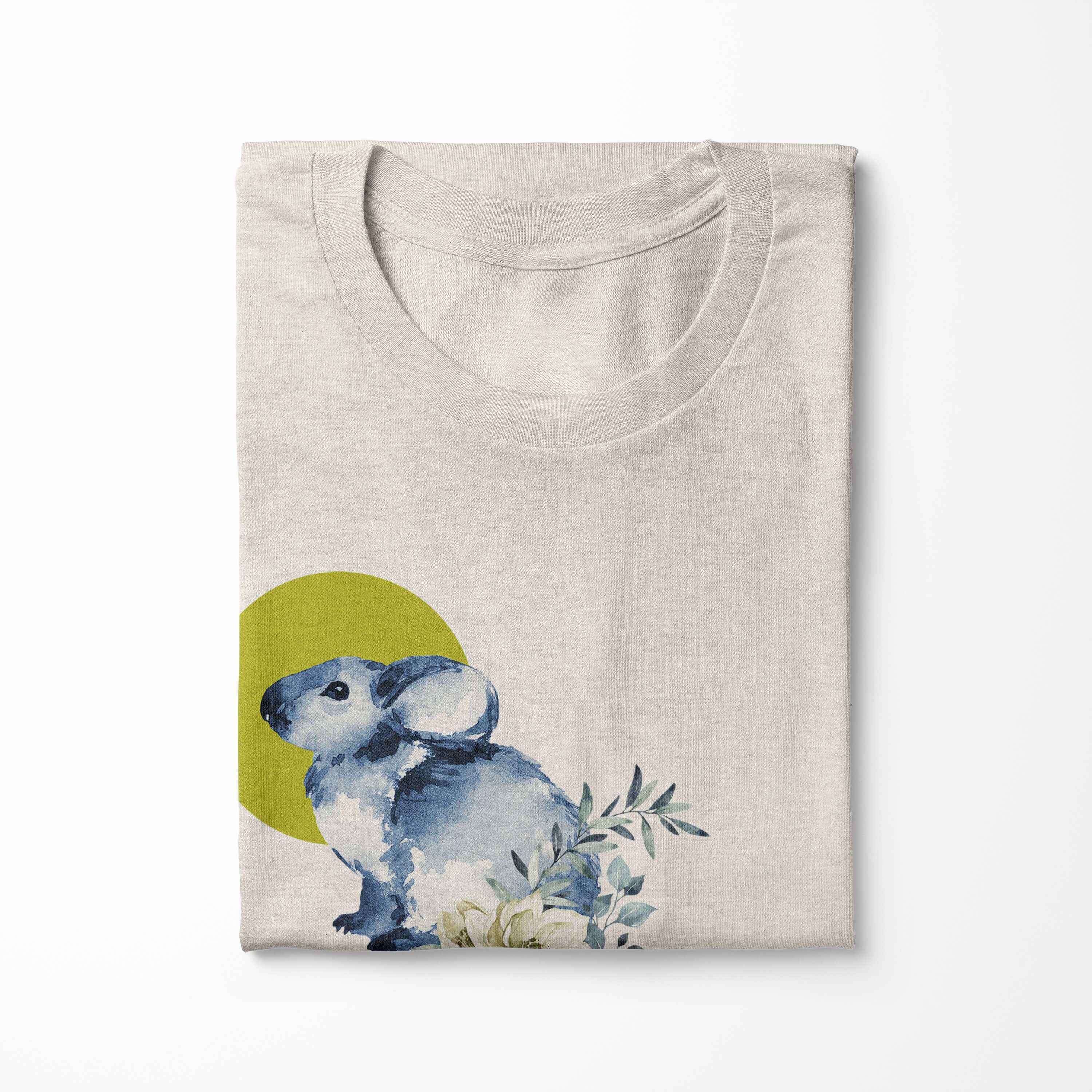 Ökomode Herren 100% T-Shirt Aquarell Maus Art Motiv Sinus (1-tlg) Shirt Bio-Baumwolle aus Nachhaltig Blumen T-Shirt gekämmte
