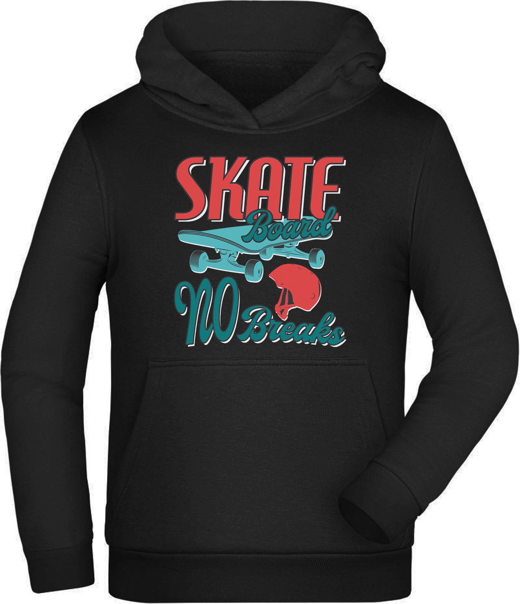 MyDesign24 Hoodie Kinder Kapuzen Sweatshirt Skater Hoodie "Skateboard no Breaks" Kapuzenpulli mit Aufdruck i517