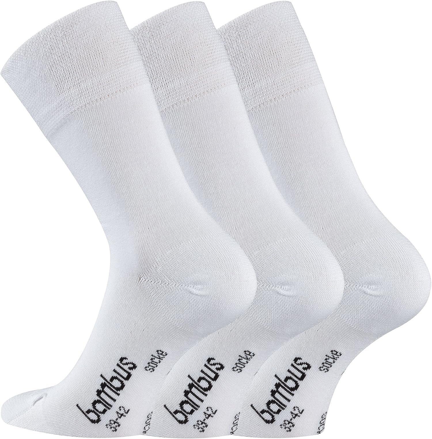 ohne TippTexx 24 Socken, Komfortsocken Bambussocken Weiß Geruchs-Killer, Bambus Paar 6 Gummidruck DIE