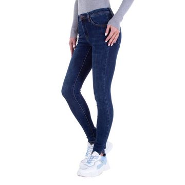 Ital-Design Skinny-fit-Jeans Damen Freizeit Jeansstoff Stretch Skinny Jeans in Dunkelblau