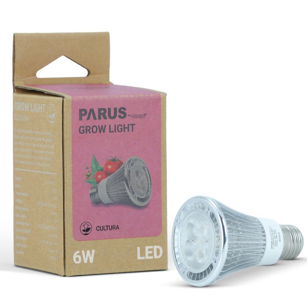 PARUS Pflanzenlampe Cultura, Leuchtmittel für Pflanzen, rot, Parus by Venso LED Pflanzenlampe Vollspektrum Cultura LED Lampe E27 6W