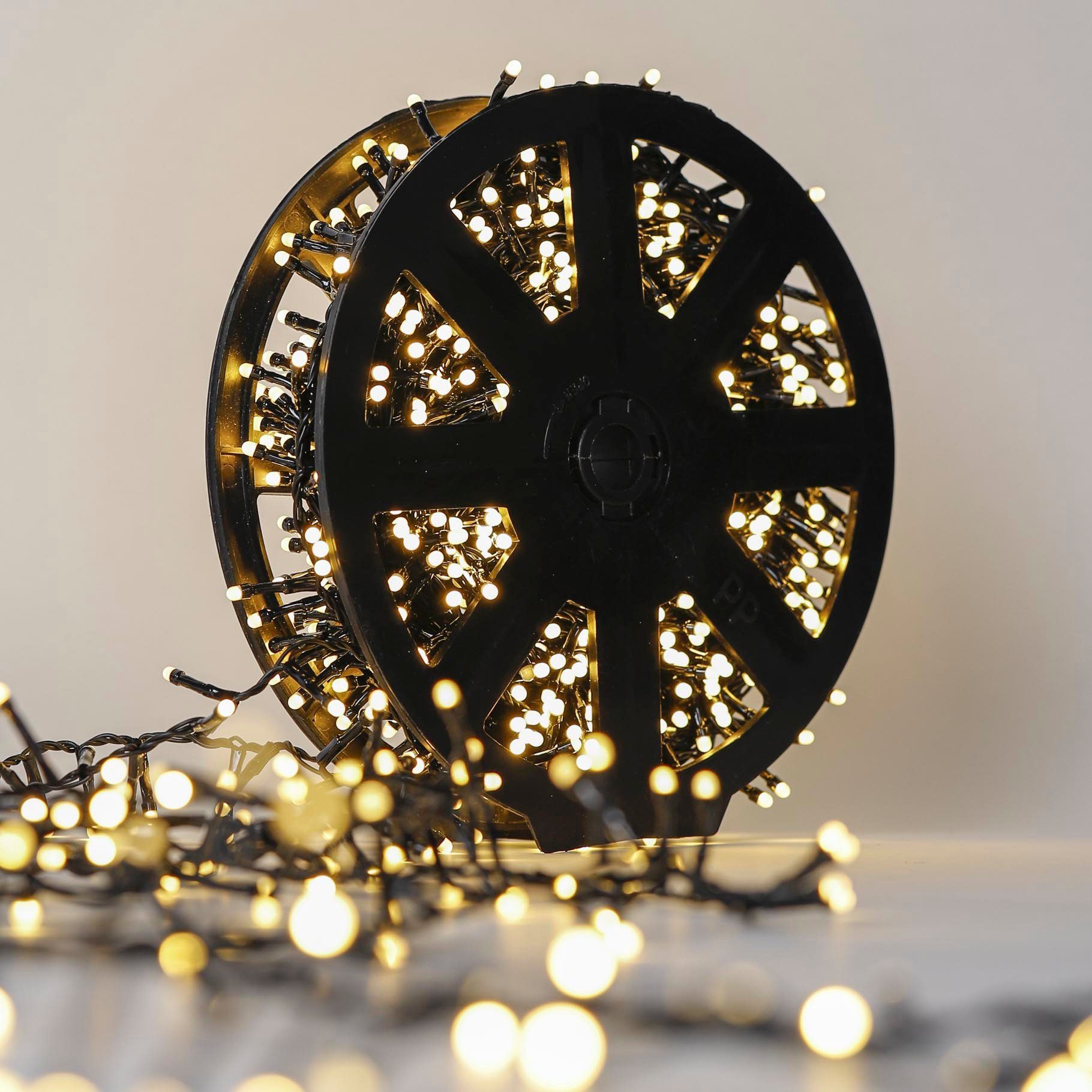 HI Lichterkette 1000 Lichter auf Kunststoffrad - mit Appfunktion warm weiße LEDs