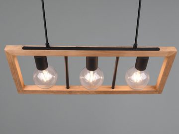meineWunschleuchte LED Pendelleuchte, LED wechselbar, Warmweiß, Esstisch-lampe mit Holz-balken hängend über Kücheninsel, Breite 60cm
