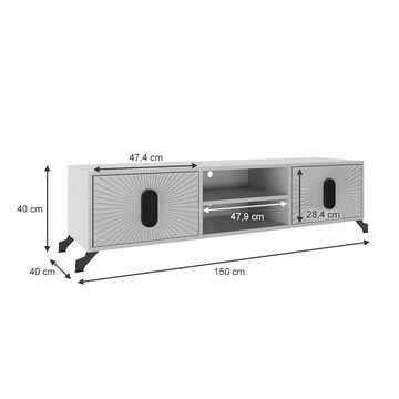 Vicco Lowboard TV-Schrank MAROKKO Hellgrau