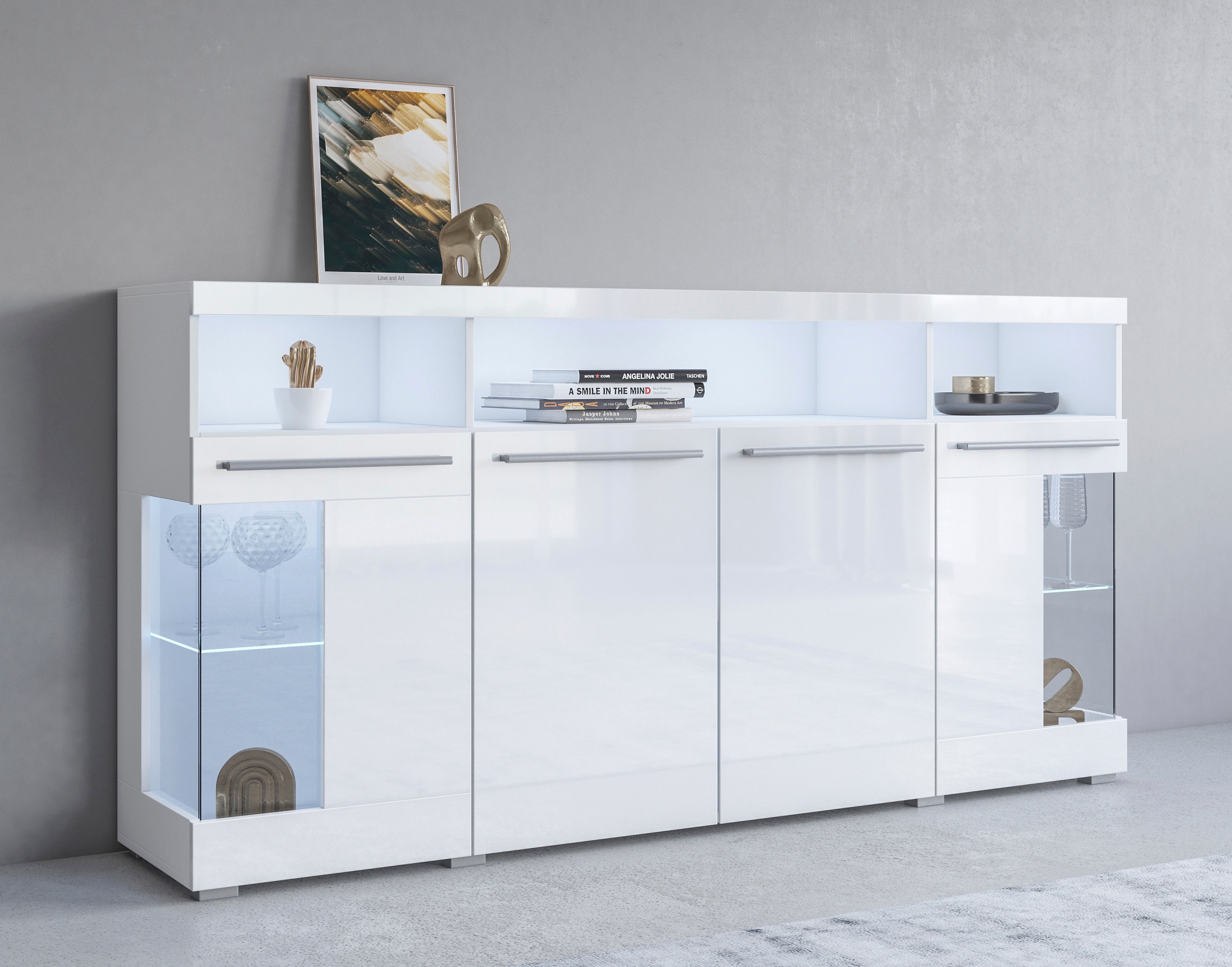 INOSIGN Sideboard India,Breite 182cm, stilvolle Kommode mit Glastüren, Komb günstig online kaufen