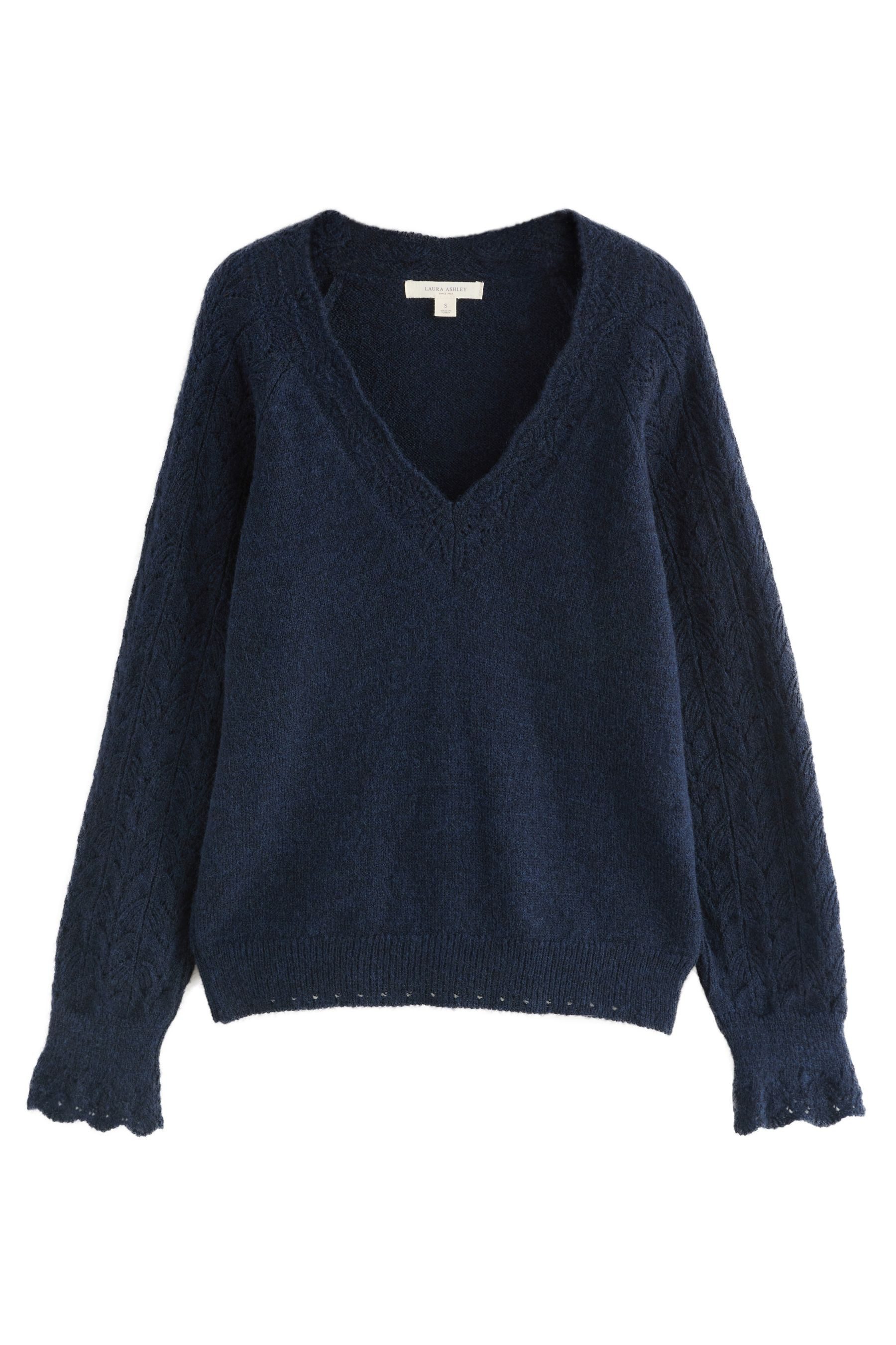 LAURA ASHLEY Strickpullover Laura Ashley Pointelle-Pullover mit Wollanteil (1-tlg)