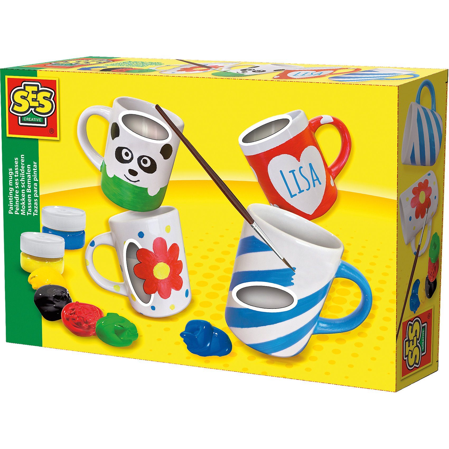 EVIEUN Keramik Bemalen Set - 2 Weiße Tassen 340ml + 12 Stifte - DIY Becher Bastelset Für Erwachsene