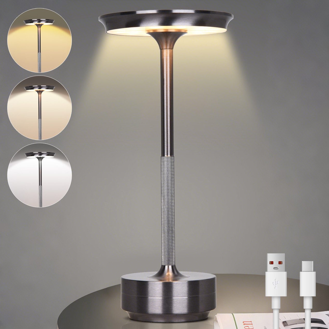 LMaxhome USB-Tischleuchte LED Wiederaufladbare Kabellose Akku Tischlampe mi günstig online kaufen