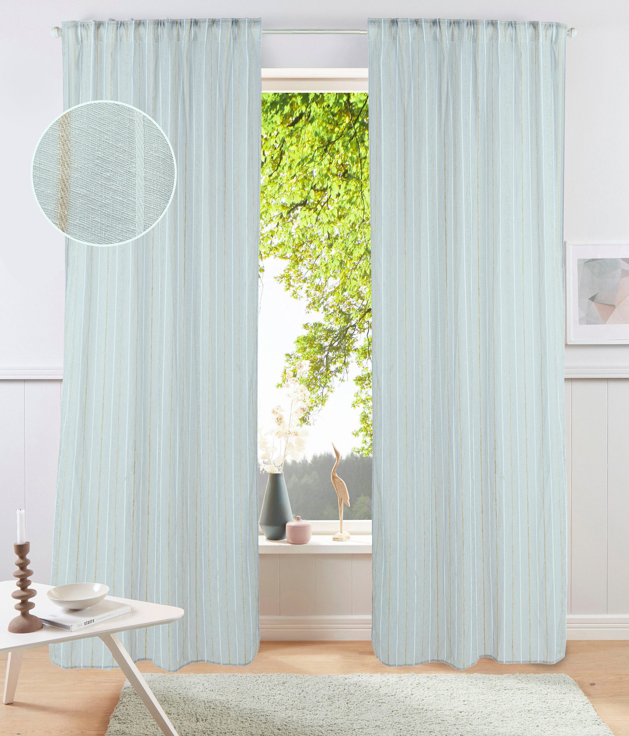 s.Oliver Gardine AMEERA (1 St), halbtransparent, mit Leinen, Schal, Wohnzimmer, Schlafzimmer, Vorhang
