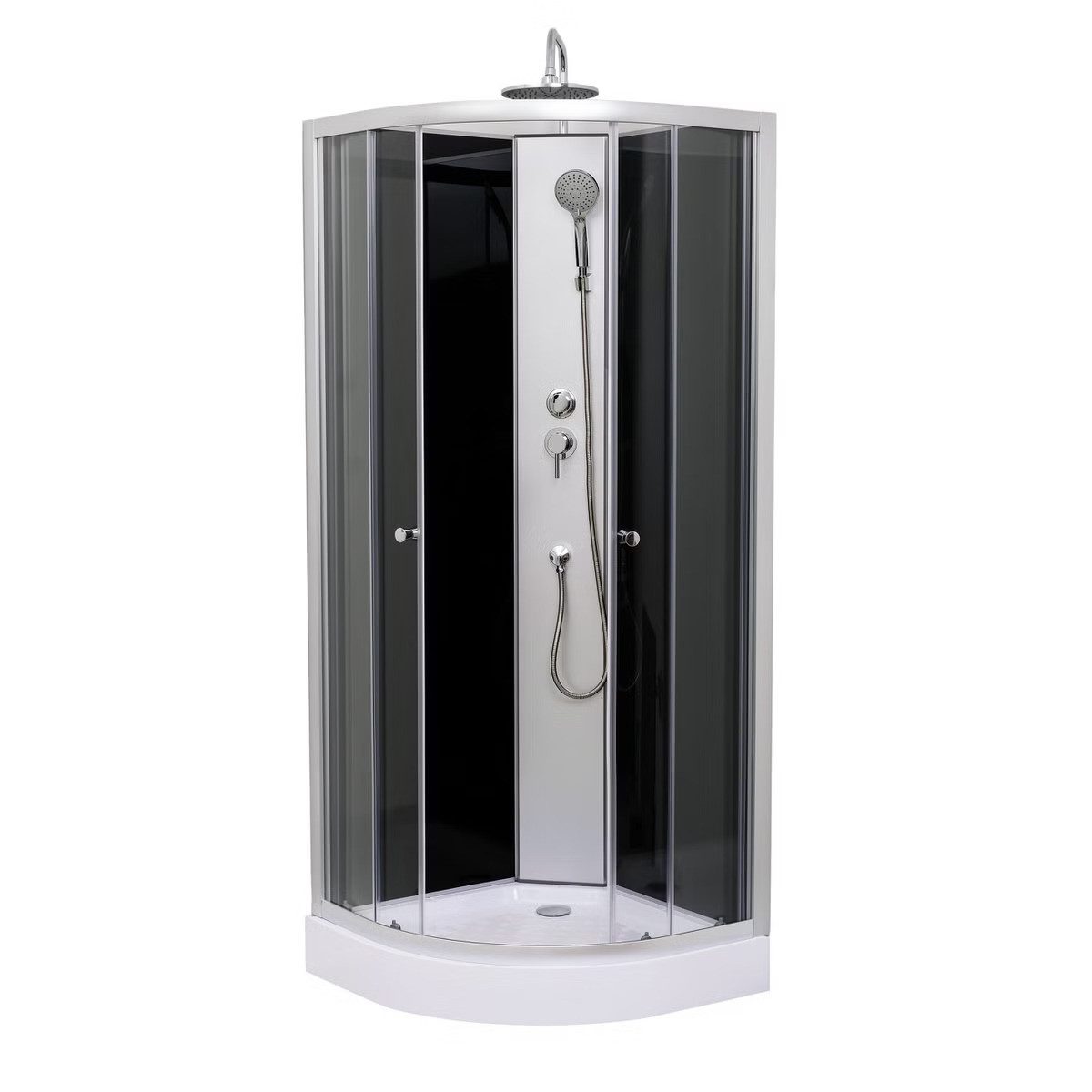 Aloni Eckdusche Komplettdusche, Duschkabine, Dusche, Fertigdusche, Duschwanne, BxT: 80x80 cm, ESG-Sicherheitsglas (nach EN 1250-1) mit Nano-Beschichtung, Komplettset, Regendusche Duschkopf, Duscharmatur, Ablaufgarnitur, Duschsystem
