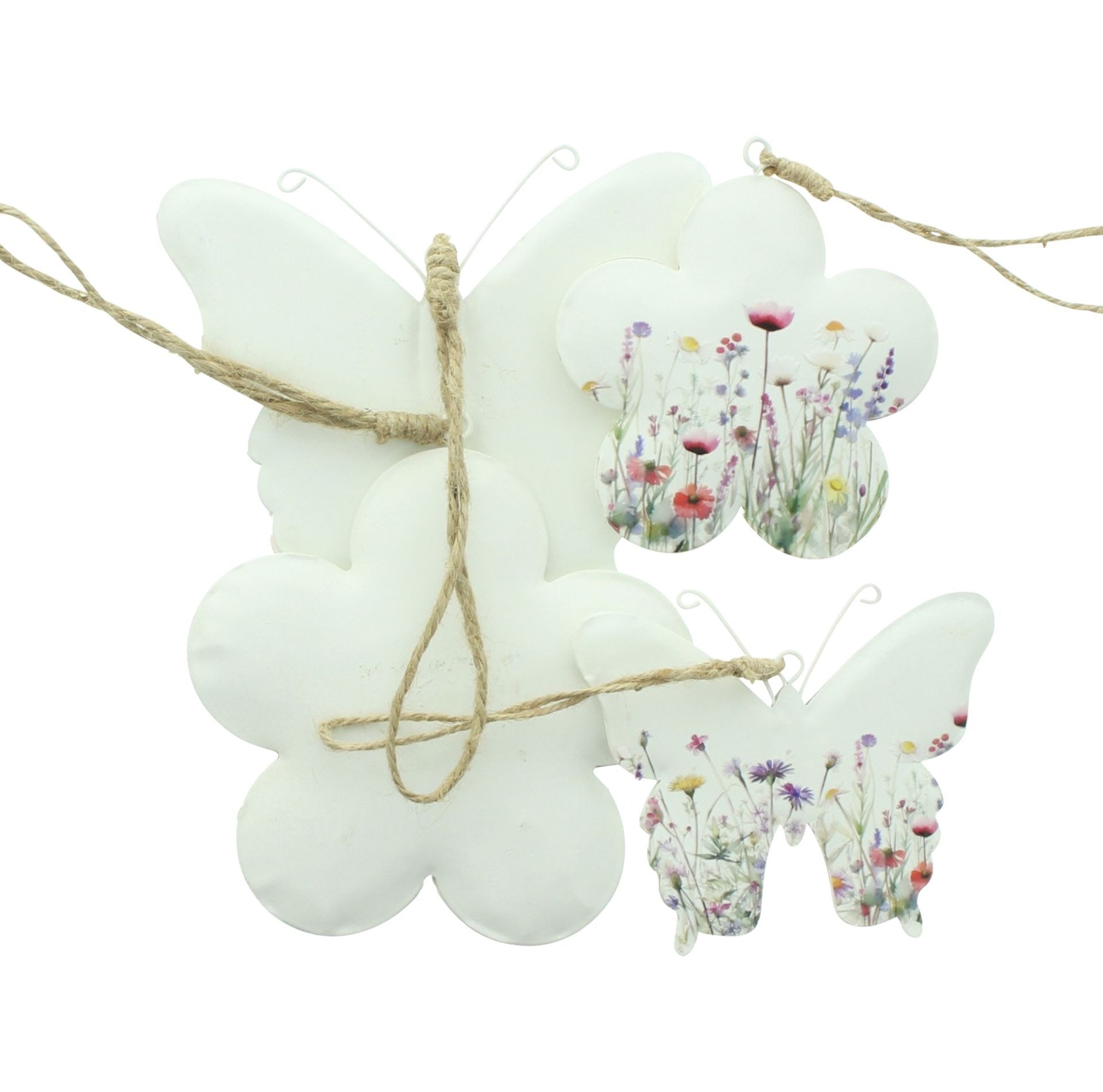 Home-trends24.de Dekohänger Schmetterling Blume Metall Deko Hänger Frühling 4er-Set (4 St)