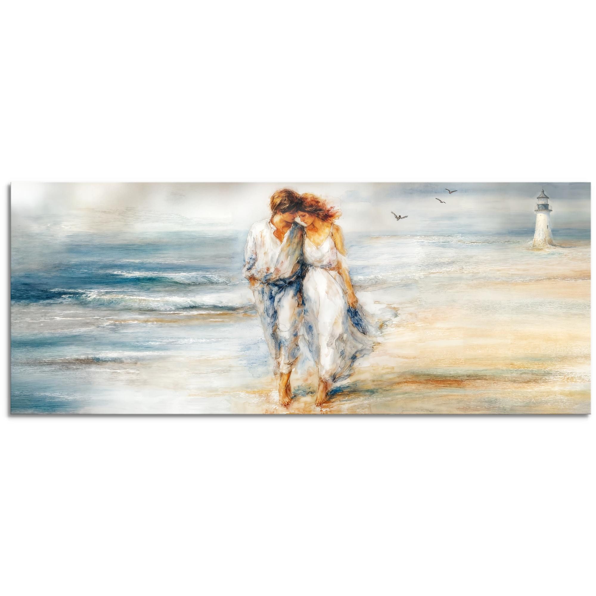 Runa Art Wandbild Liebespaar Abstrakt Bild Wohnzimmer Schlafzimmer Deko 100x40 cm