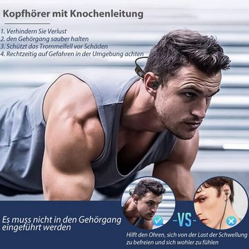 Diida Knochenleitendes Sport-Headset,offenes Kopfhörer,Batterieanzeige Bluetooth-Kopfhörer (Speicherkarte einlegbar,Batterieanzeige, Eingebautes Mikrofon,biegbar,zum Wandern Joggen Radfahren Laufen)