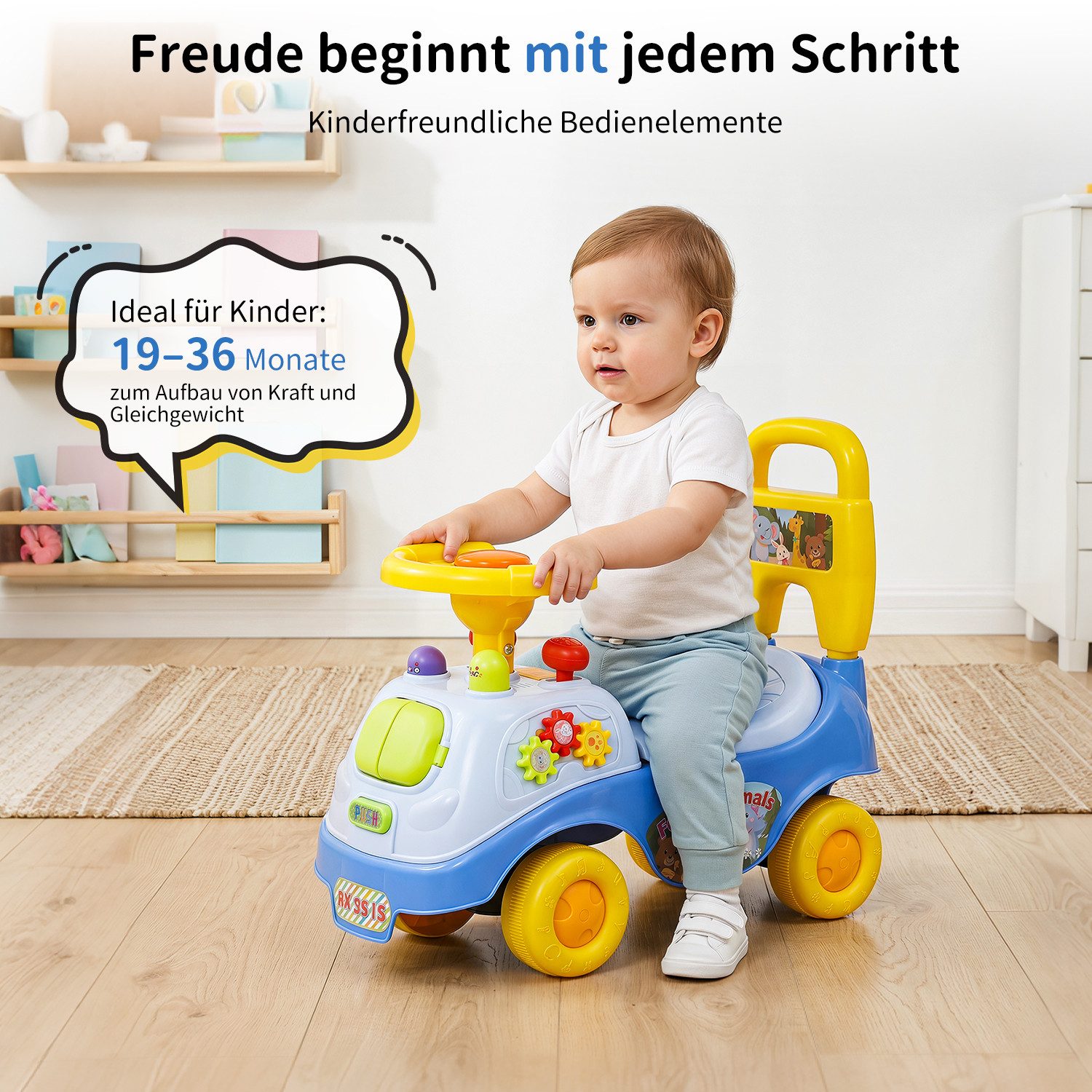 oyajia Rutscherauto Kinderfahrzeug mit Stauraum,Lauflernhilfe Babywalker Spiel, (auch als Lauflernhilfe nutzbar, Kinder Rutschauto)