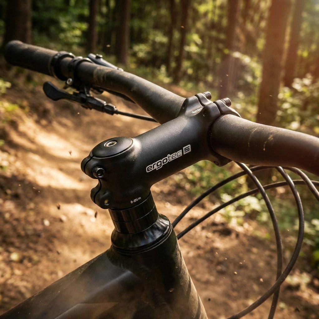 Fahrradlenker Ergotec AHEAD Vorbau Shark Alu schwarz1 1/8\" Ø31,8mm 110mm 7°