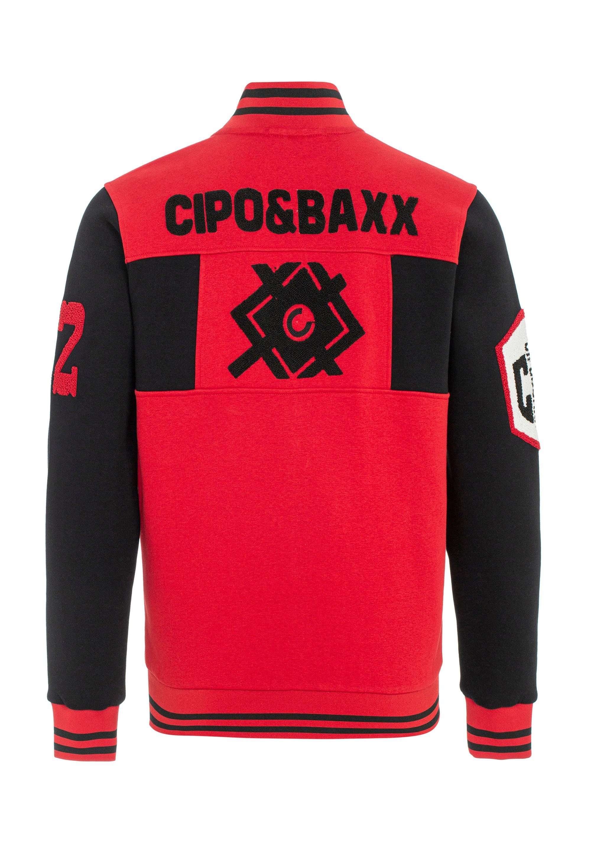 Cipo & Baxx Sweatjacke in Design rot-schwarz sportlichem